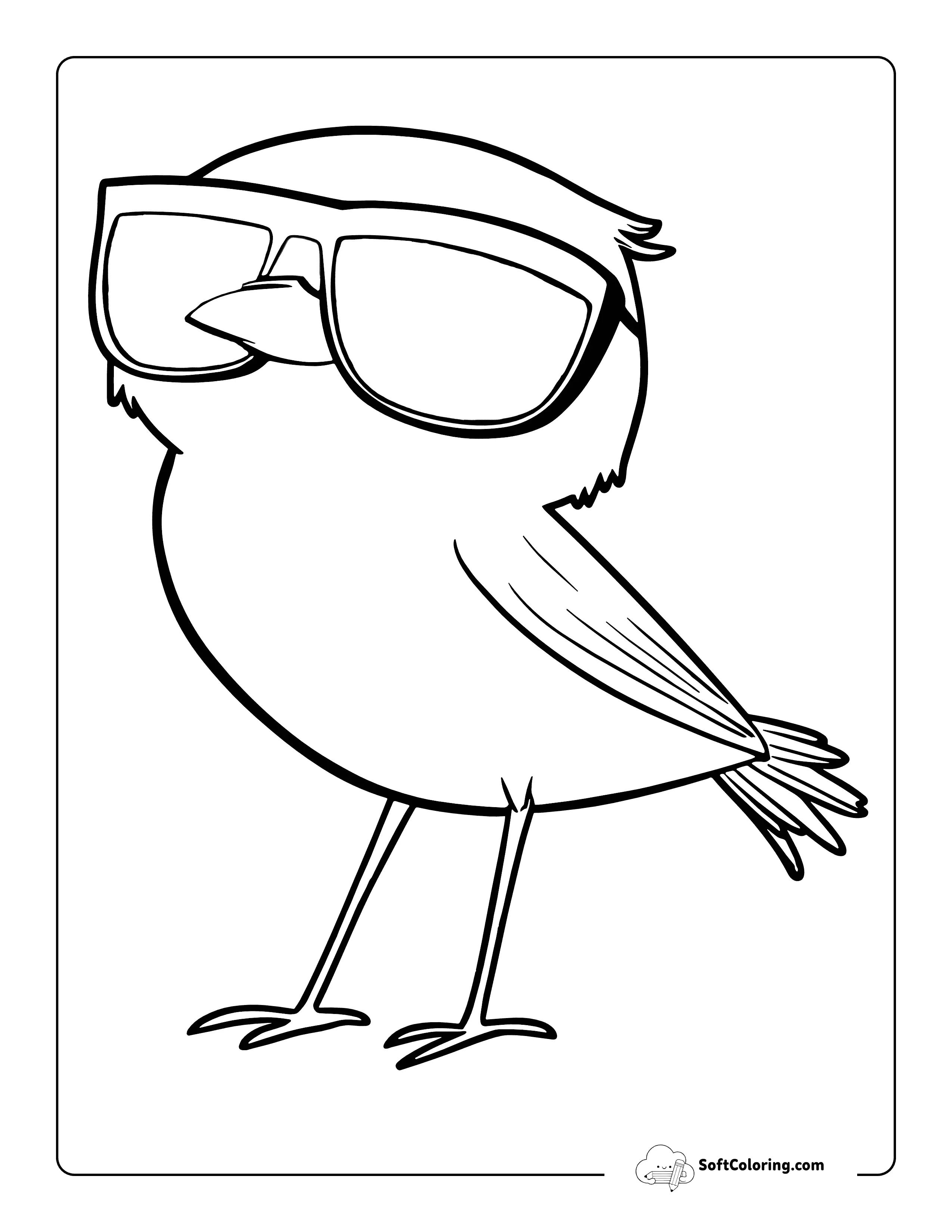 Cute Bird With Sunglasses Coloring Sheet