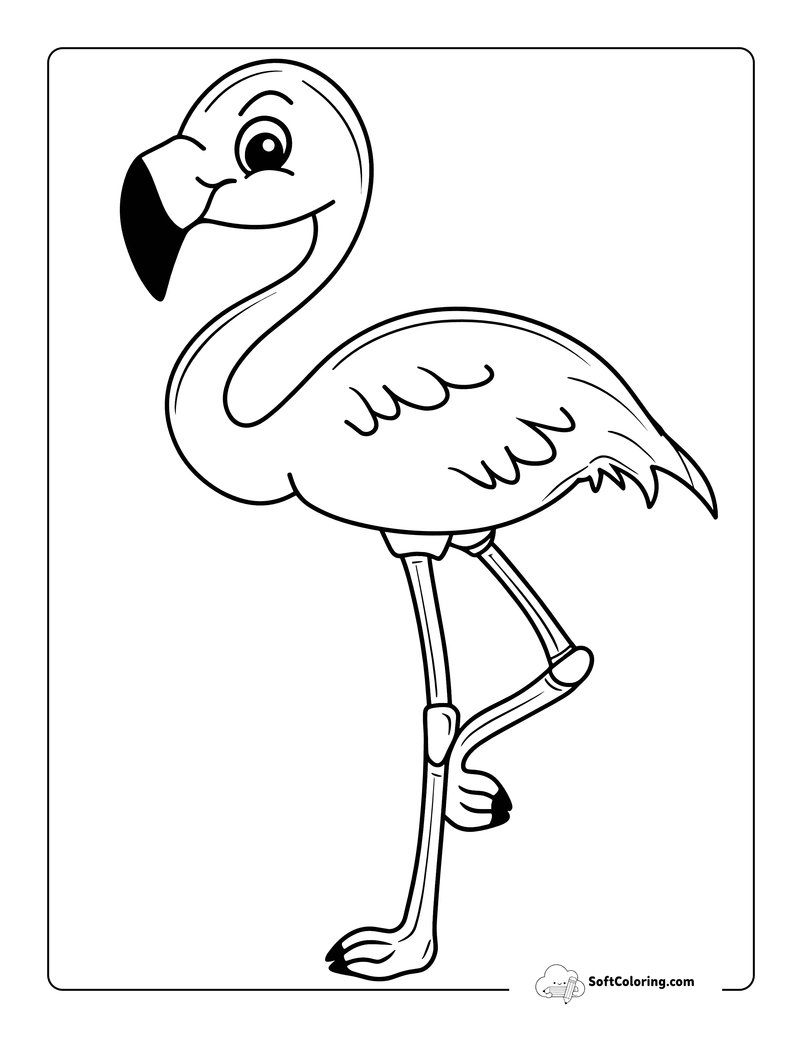 Easy Flamingo Bird Coloring Page
