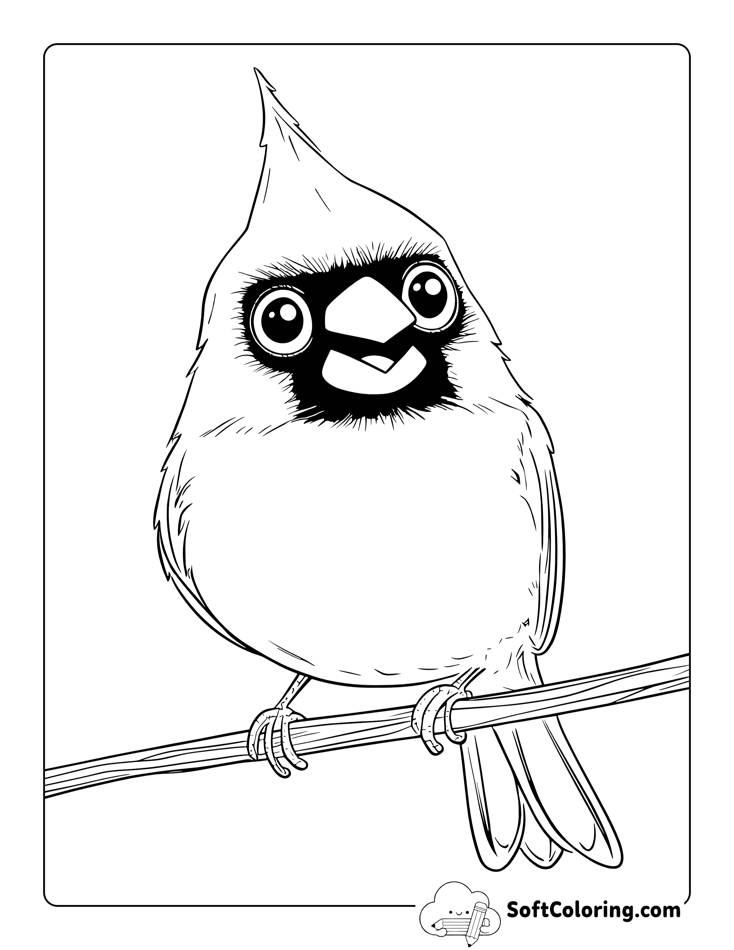 Funny Cardinal Coloring Page