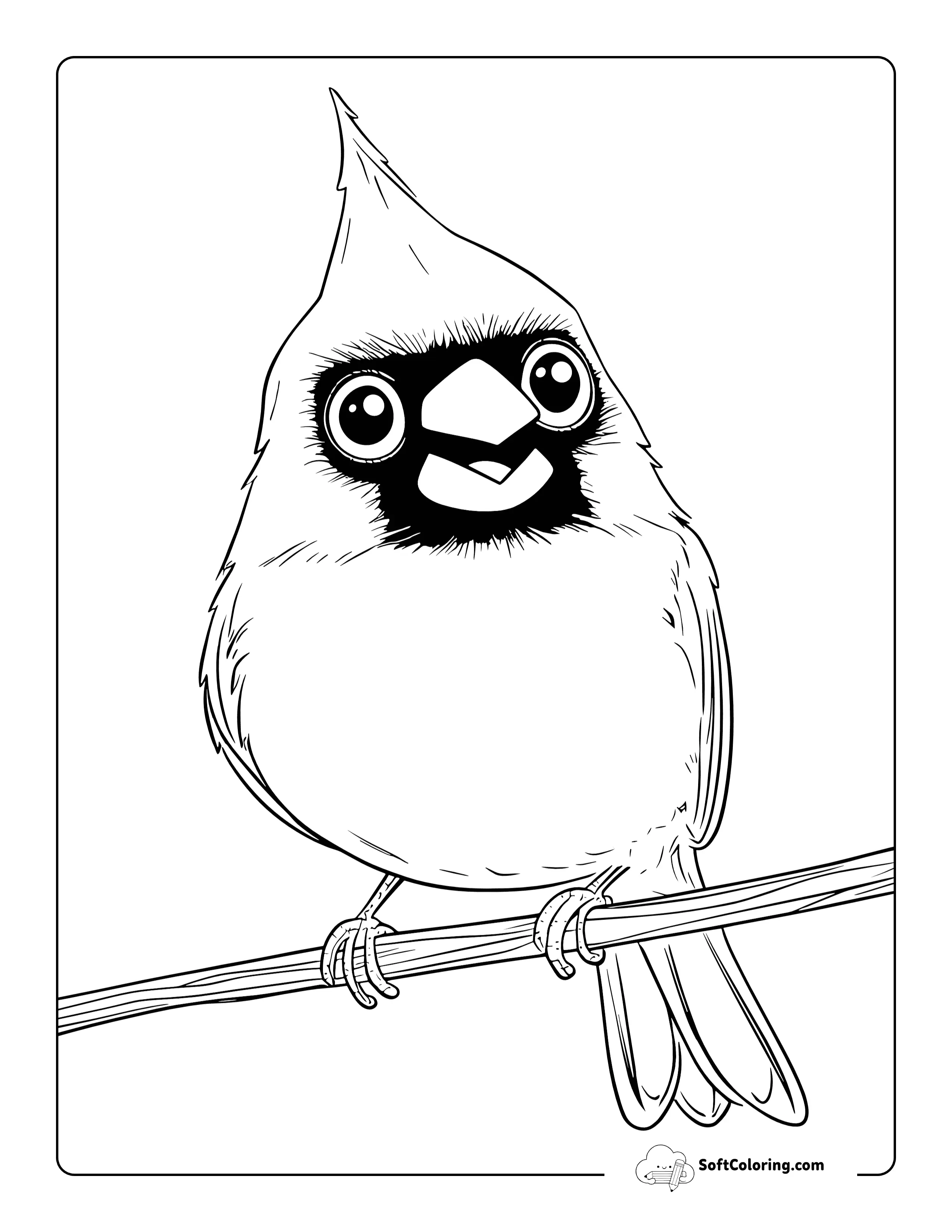Funny Cardinal Coloring Page