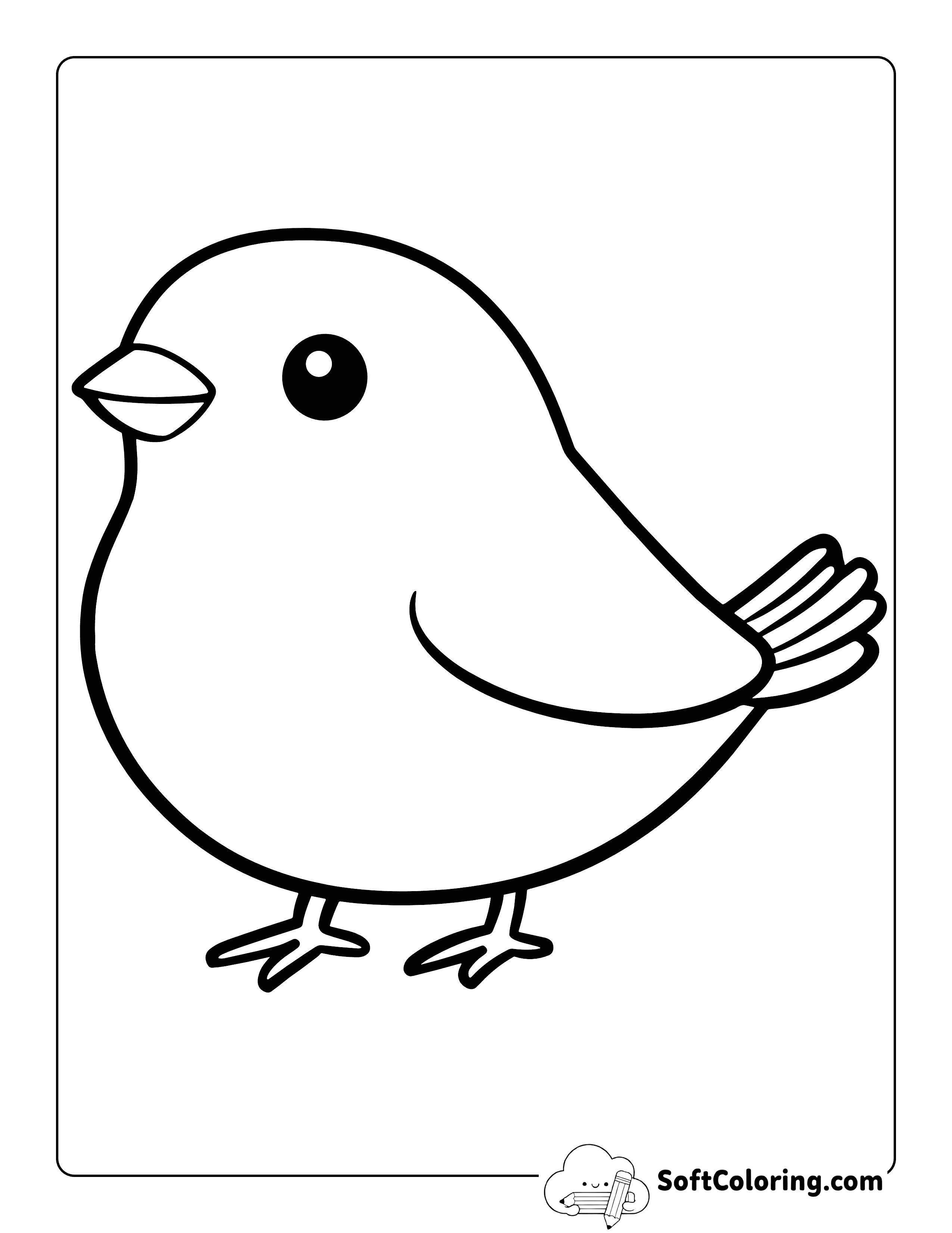 Easy Bird Outline Coloring Page for Kids