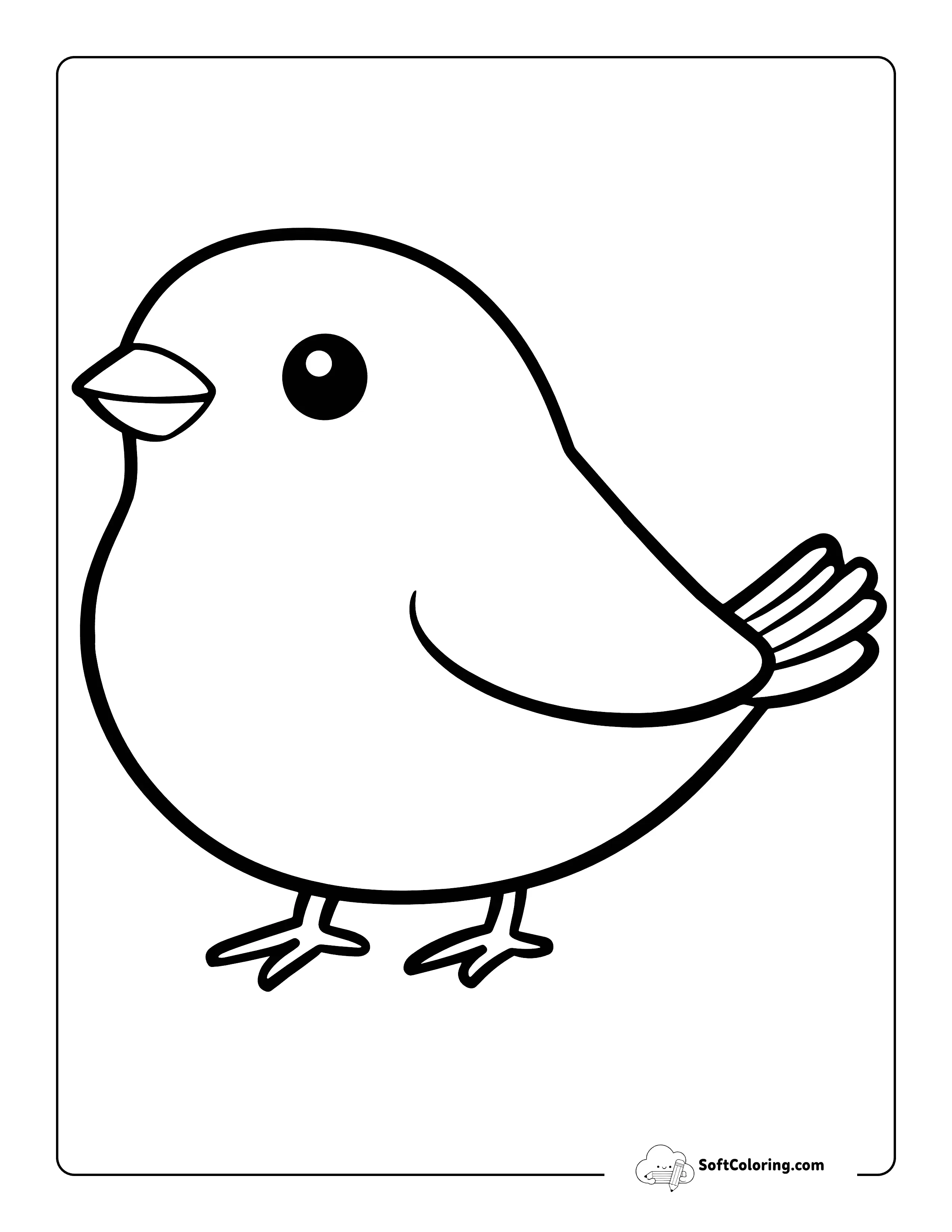 Easy Bird Outline Coloring Page For Kids