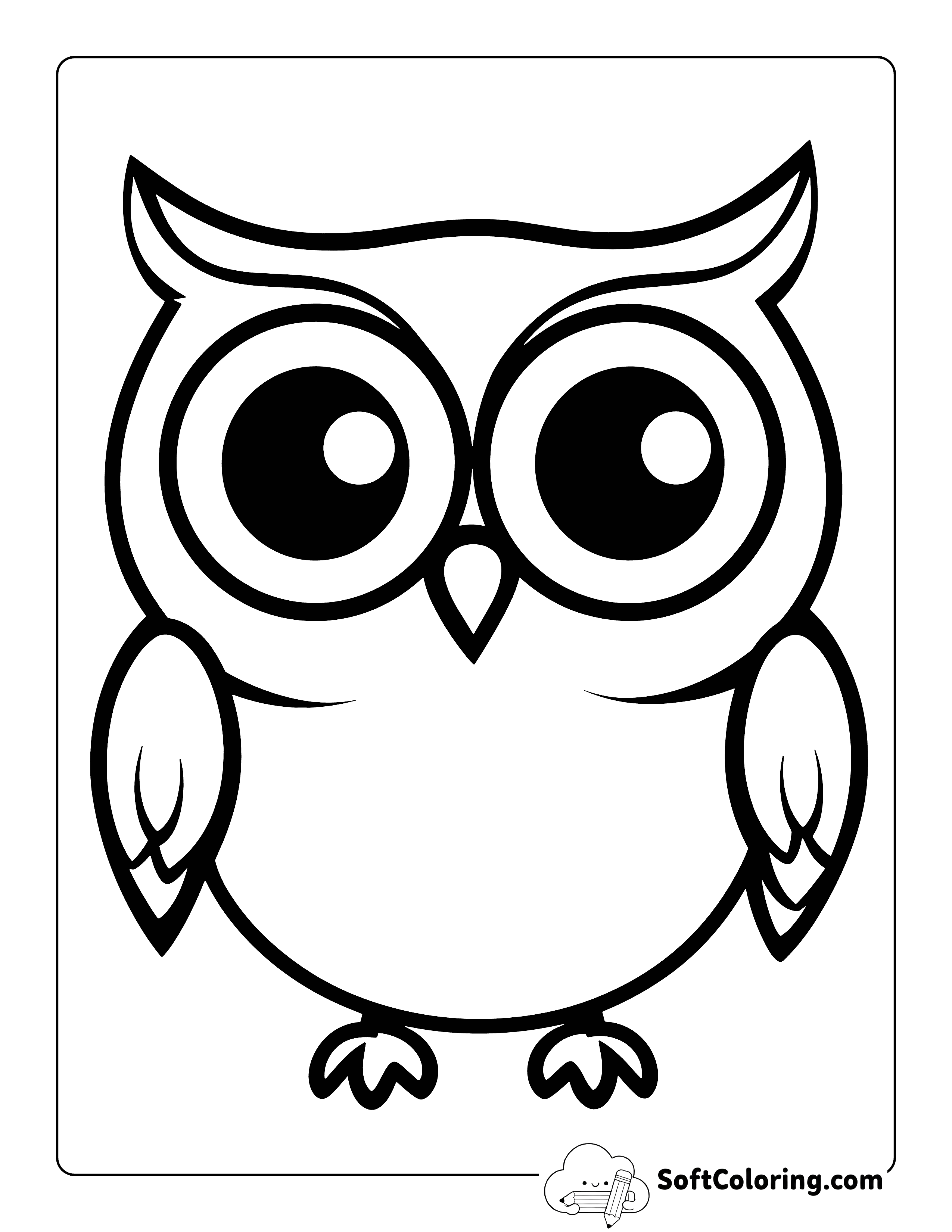 Easy Cute Owl Coloring Sheet for Kids