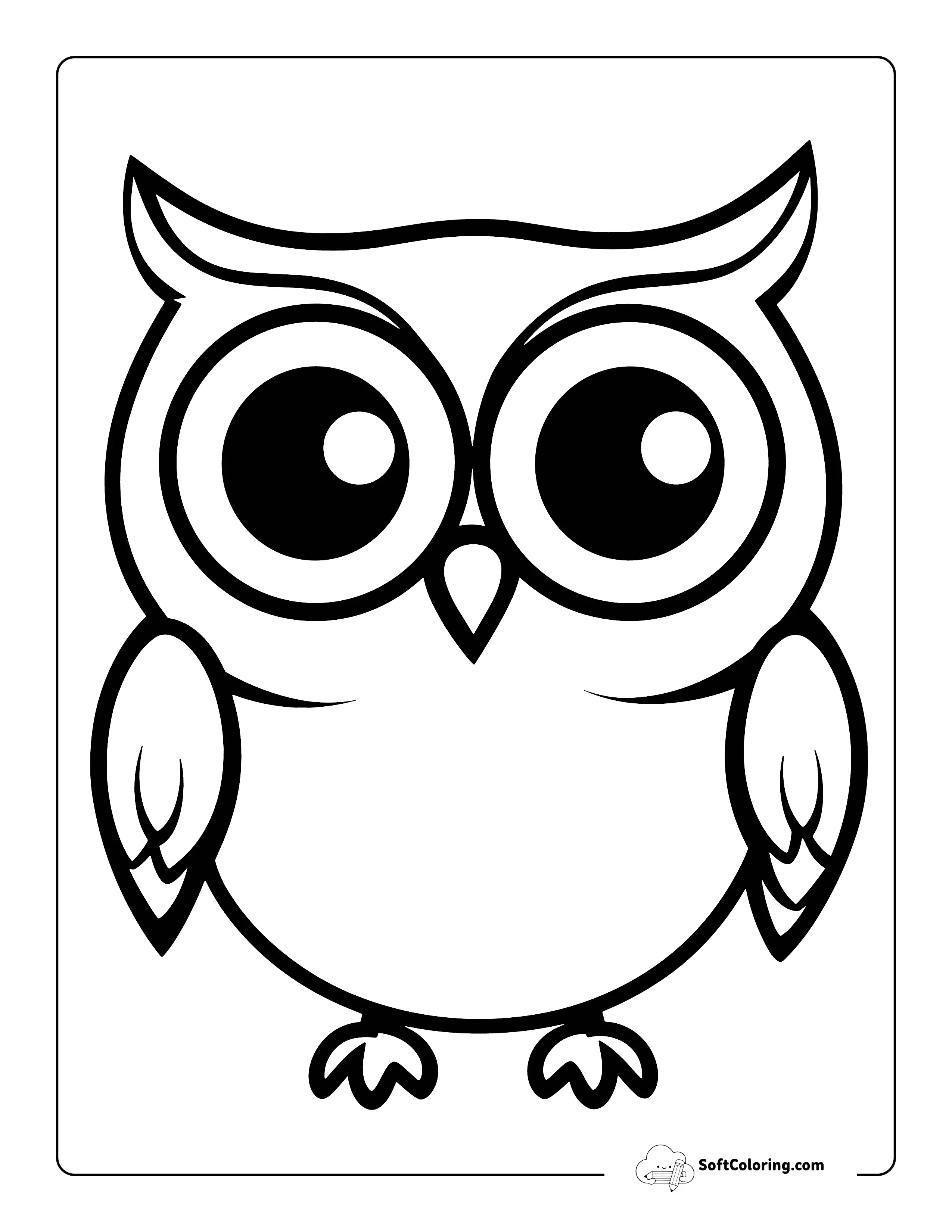 Easy Cute Owl Coloring Sheet For Kids