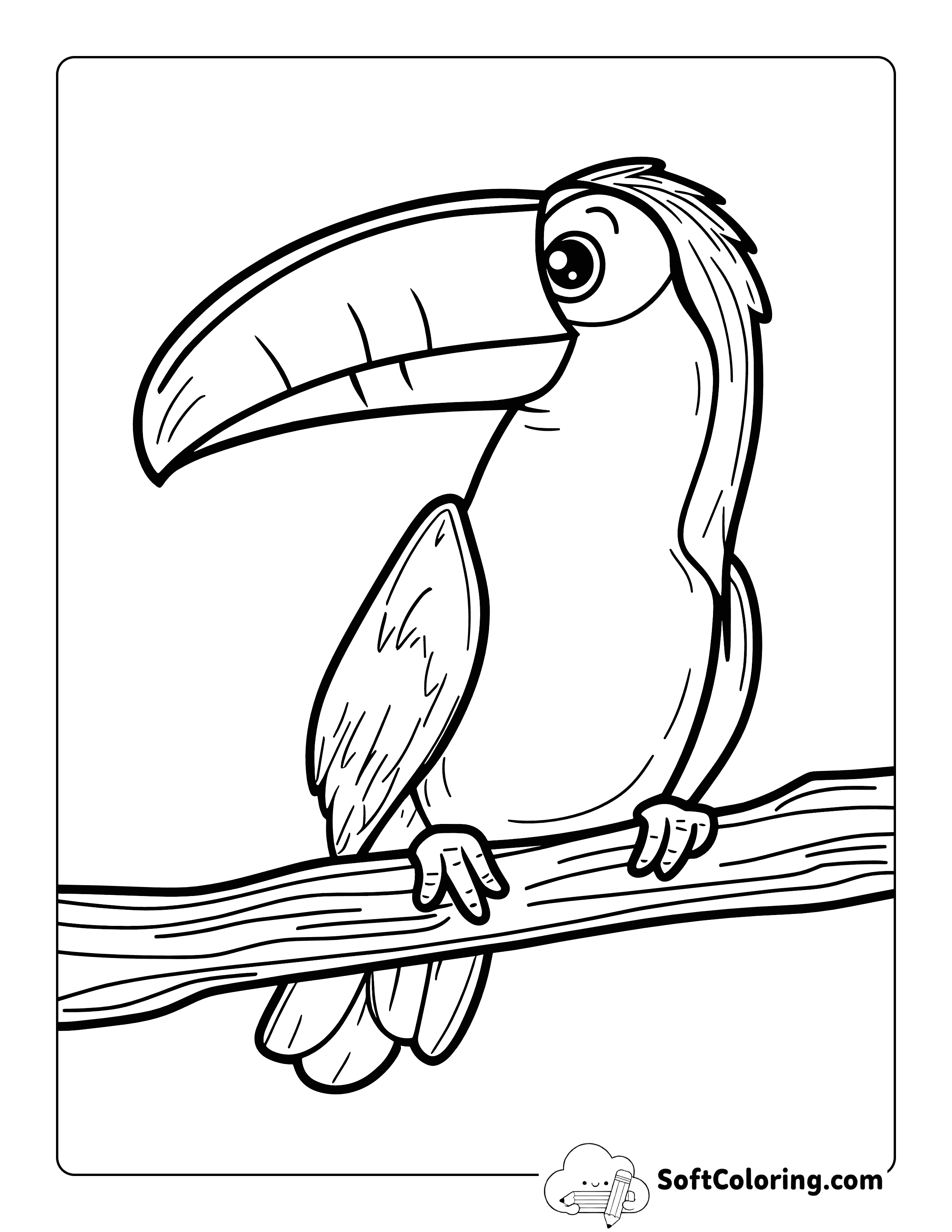 Simple Toucan Bird Coloring Page