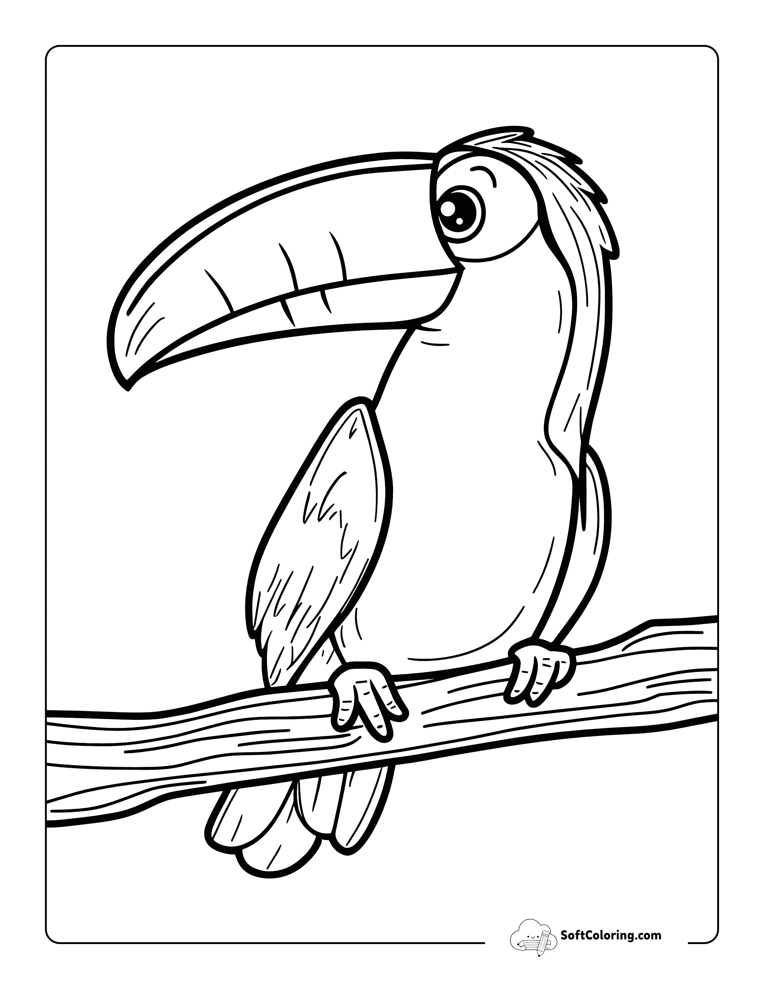 Simple Toucan Bird Coloring Page