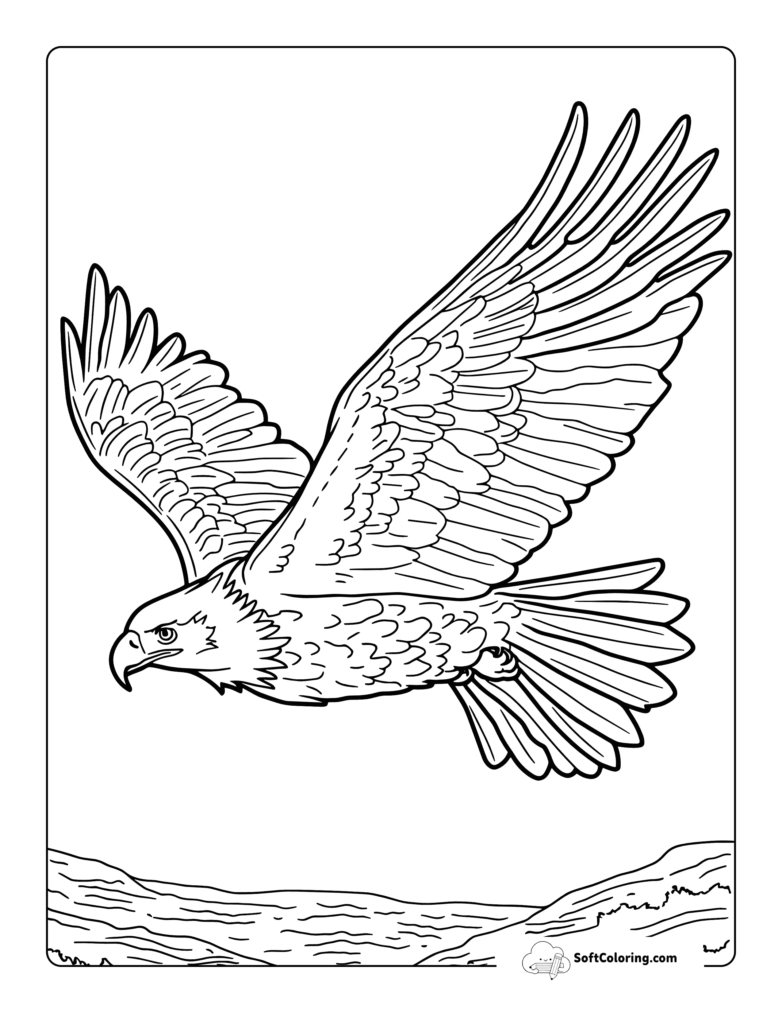 Simple Realistic Bald Eagle Coloring Sheet For Adults