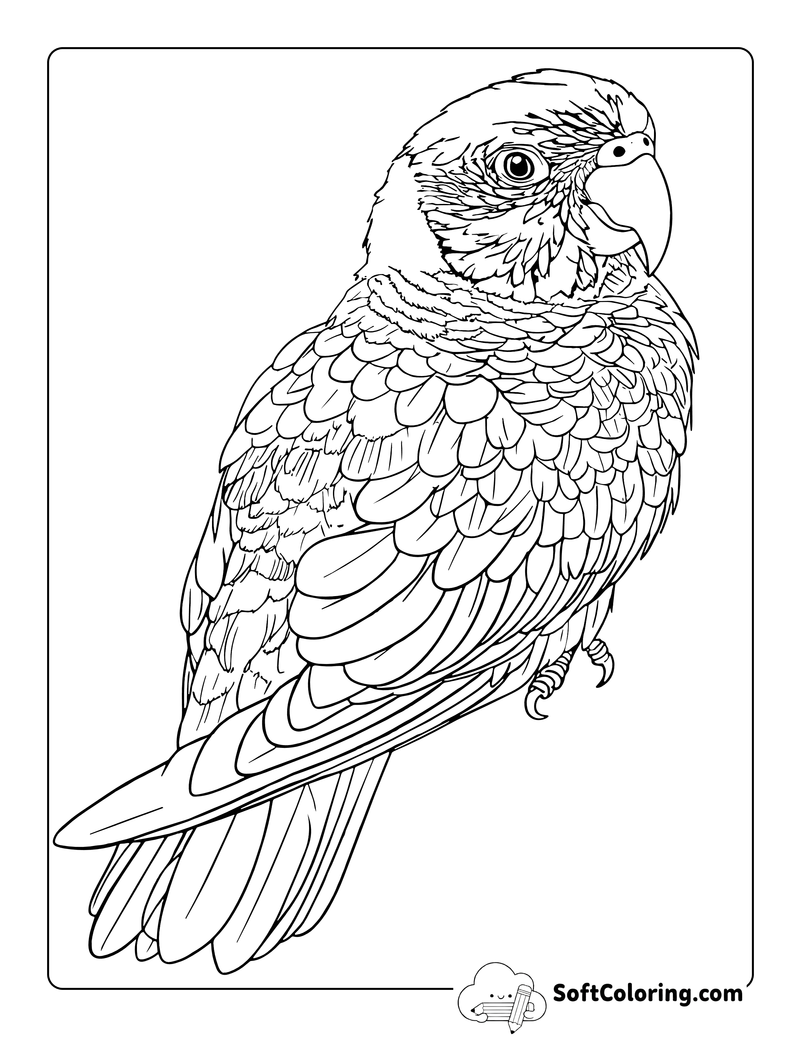 Realistic Tropical Bird Coloring Sheet for Adults