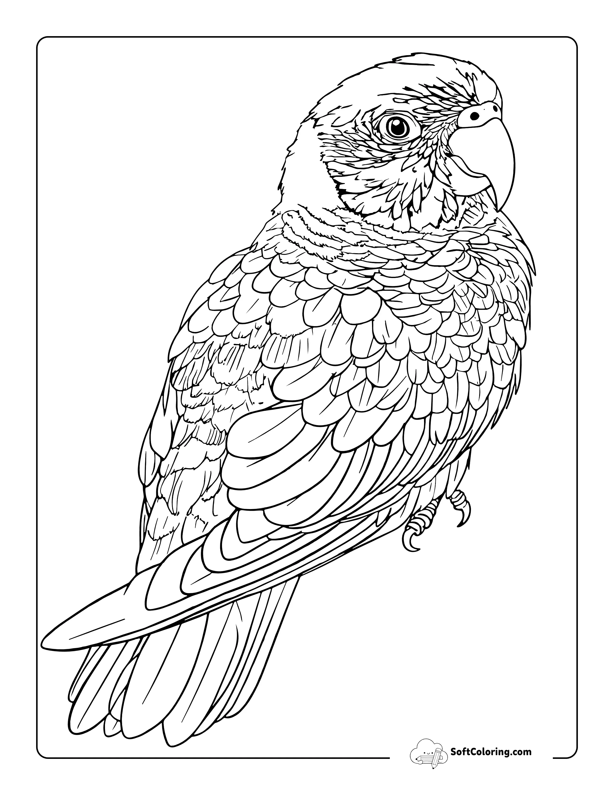 Realistic Tropical Bird Coloring Sheet For Adults