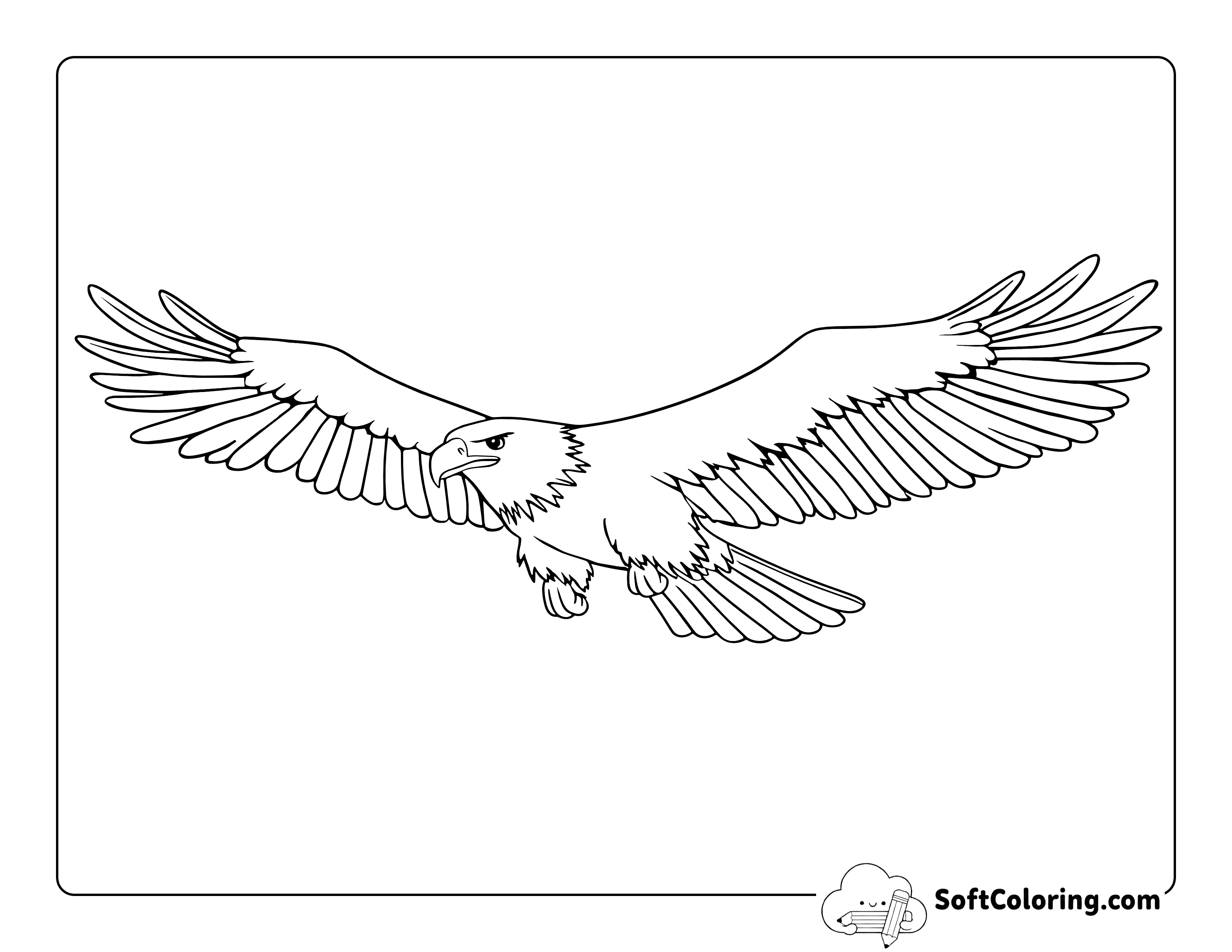Simple Realistic Bald Eagle Coloring Page
