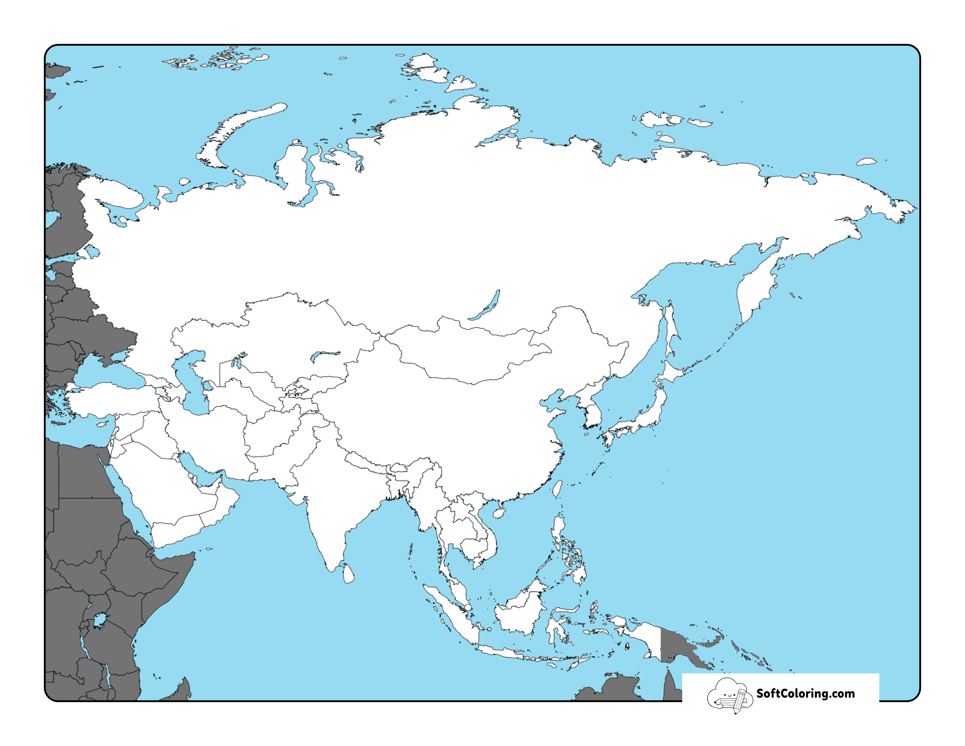 Blank Map With Asian Countries Outlines