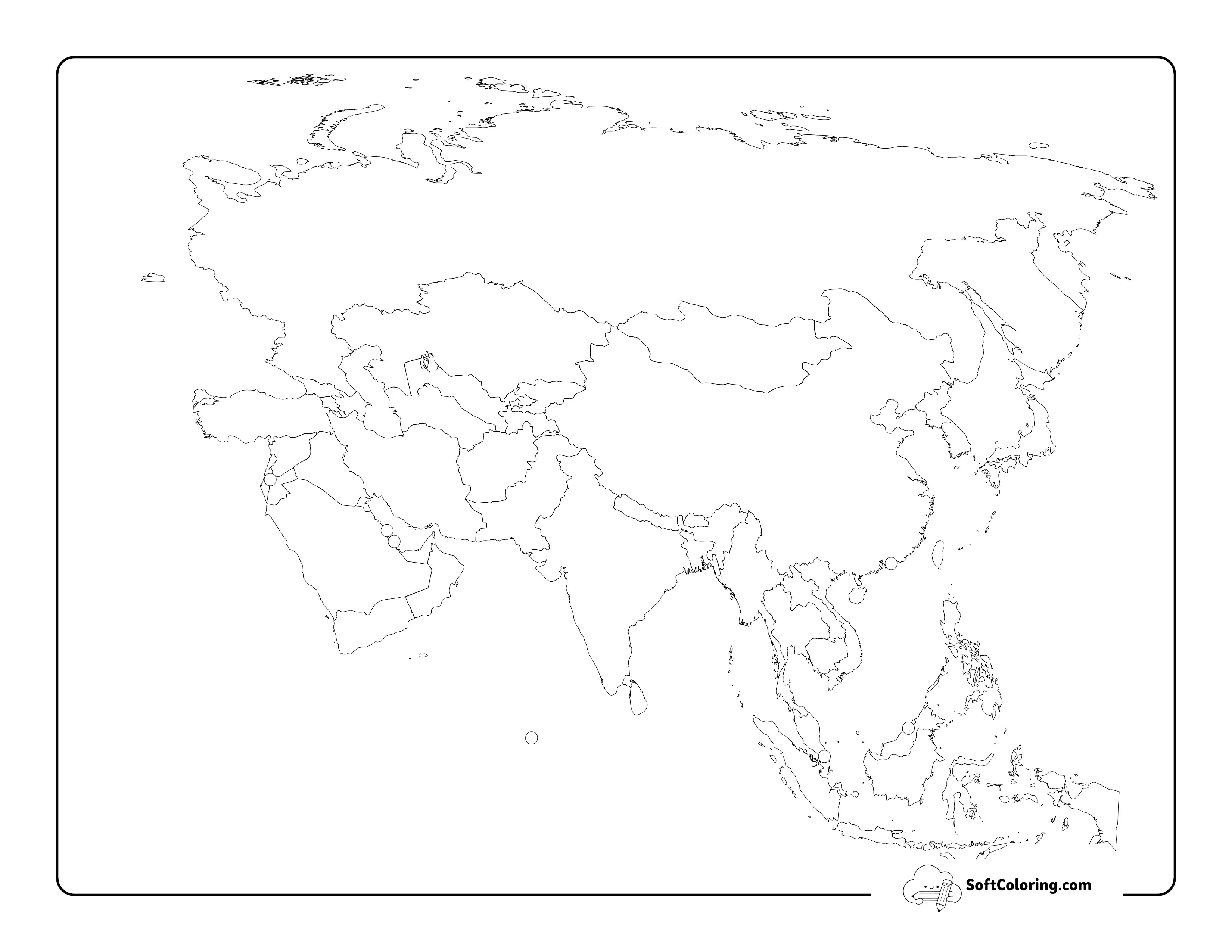 Blank Asia Map To Download With Simple Outlines