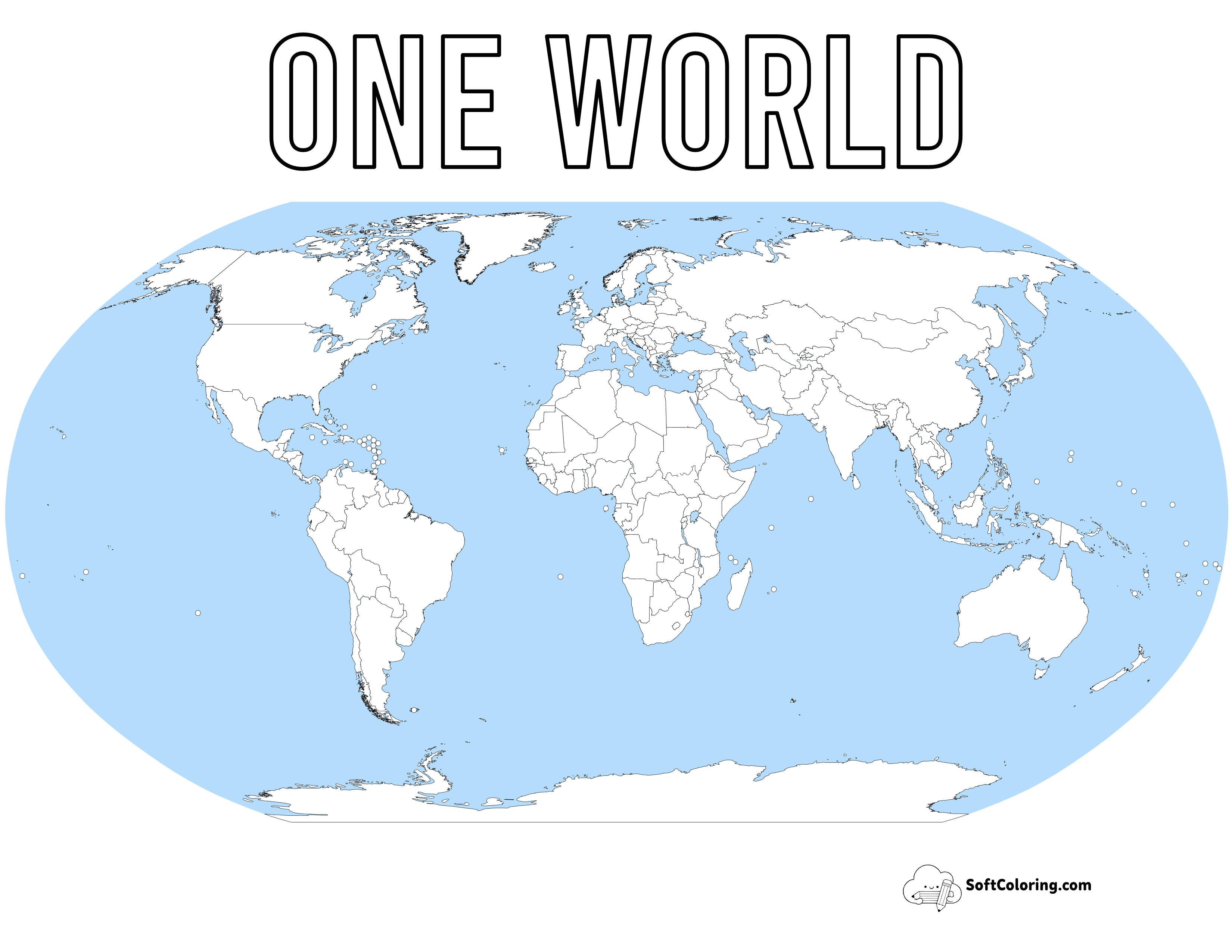 Blank World Map Outlines With Oceans