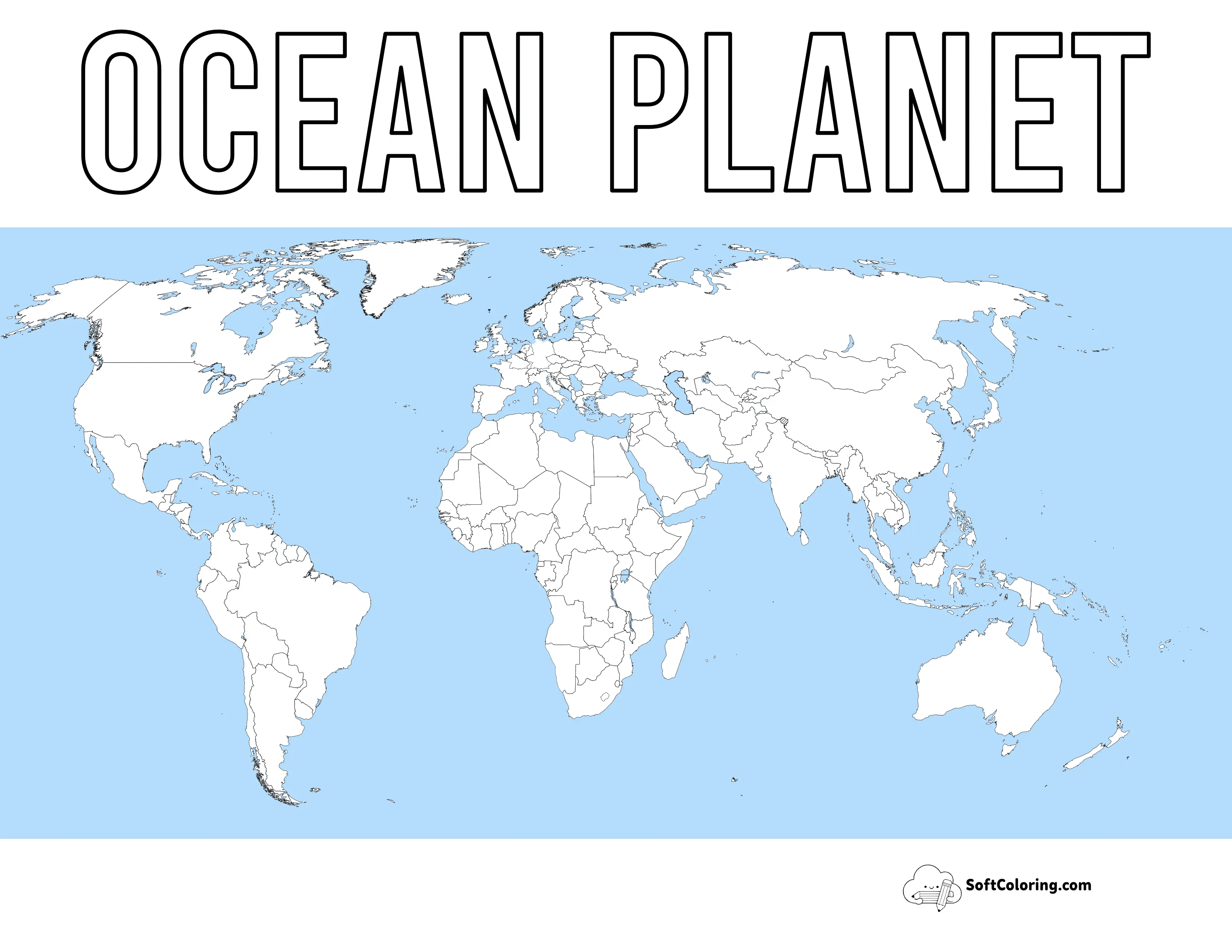 Blank World Map With Oceans