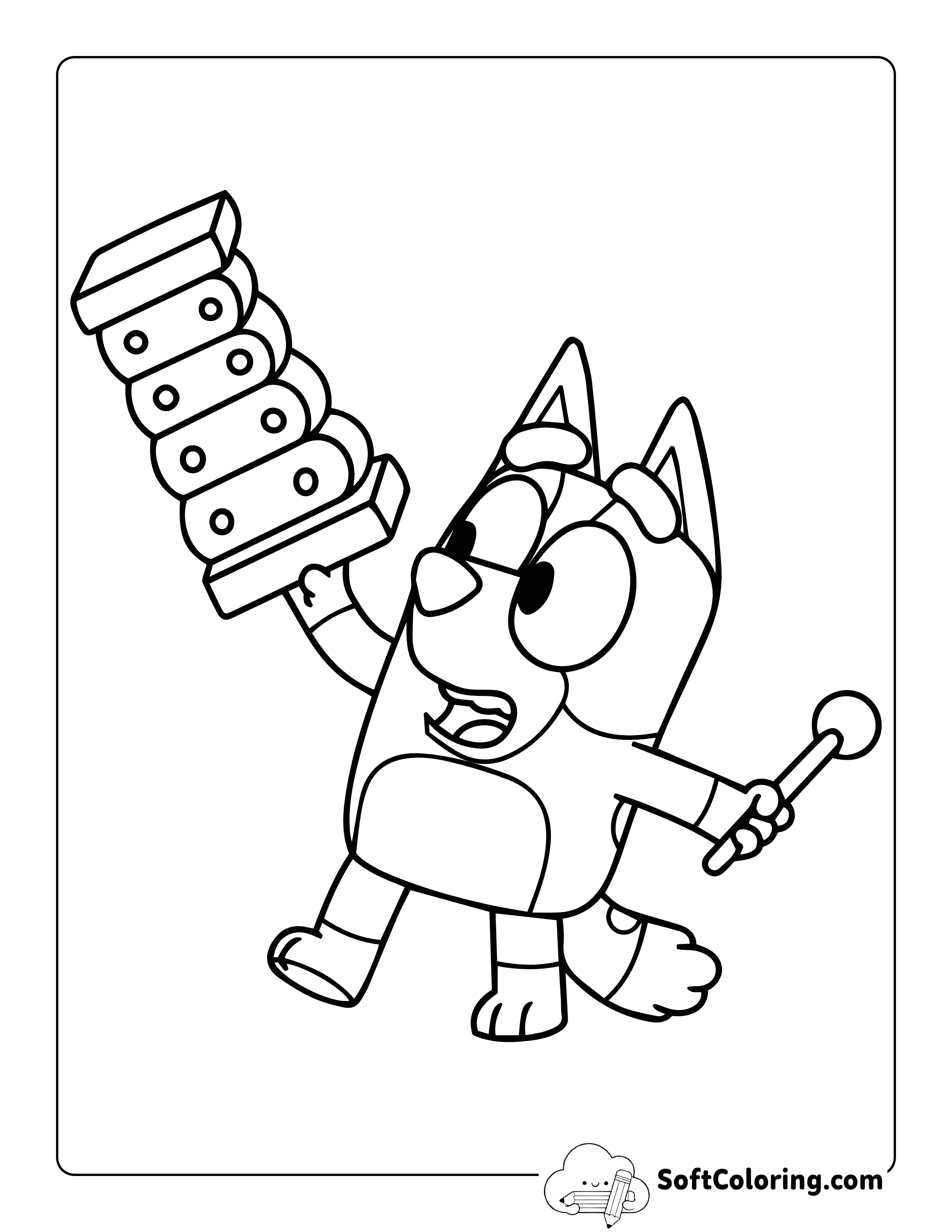 Magic Xylophone Bluey-Inspired Coloring Sheet for Kids
