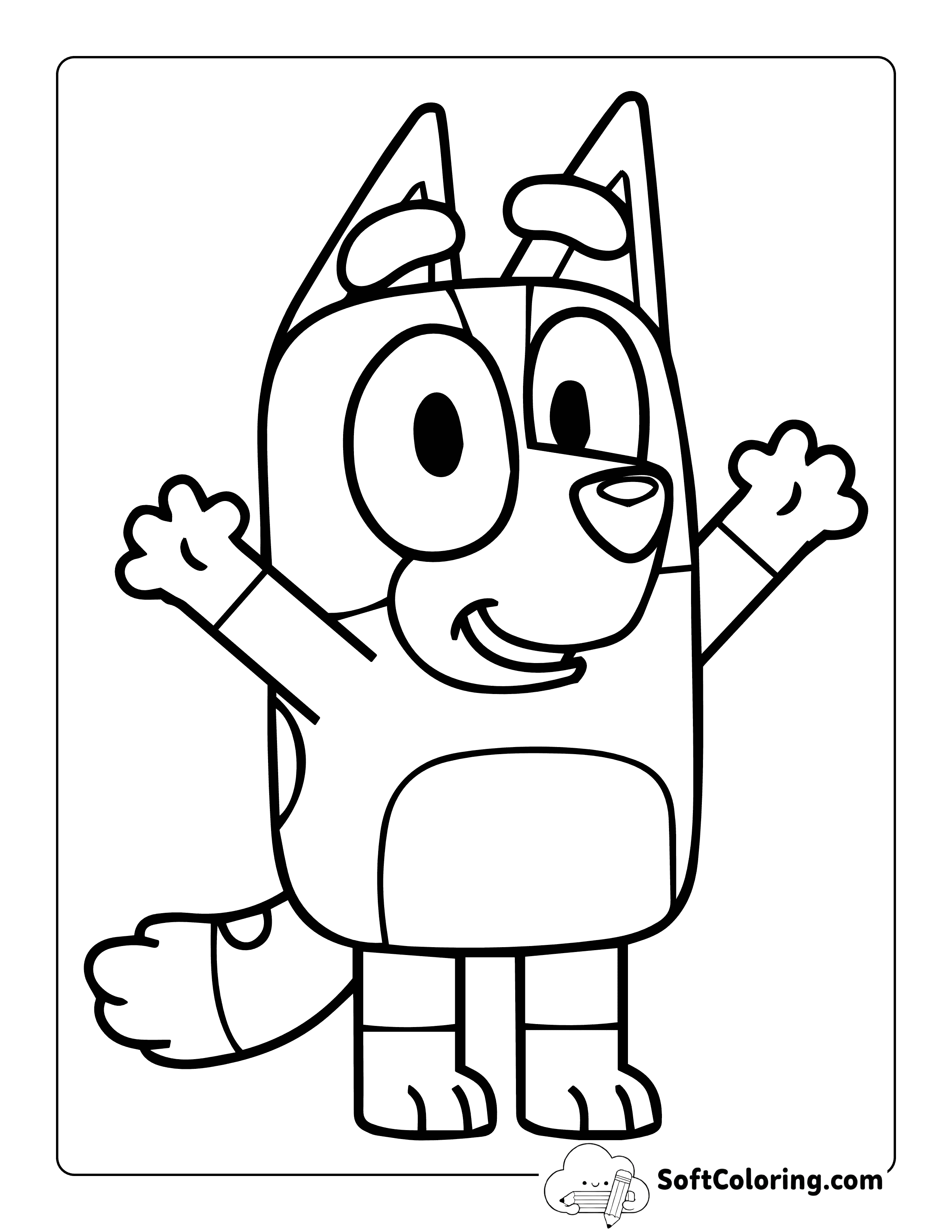 Easy Bingo Outline Bluey-Inspired Coloring Sheet