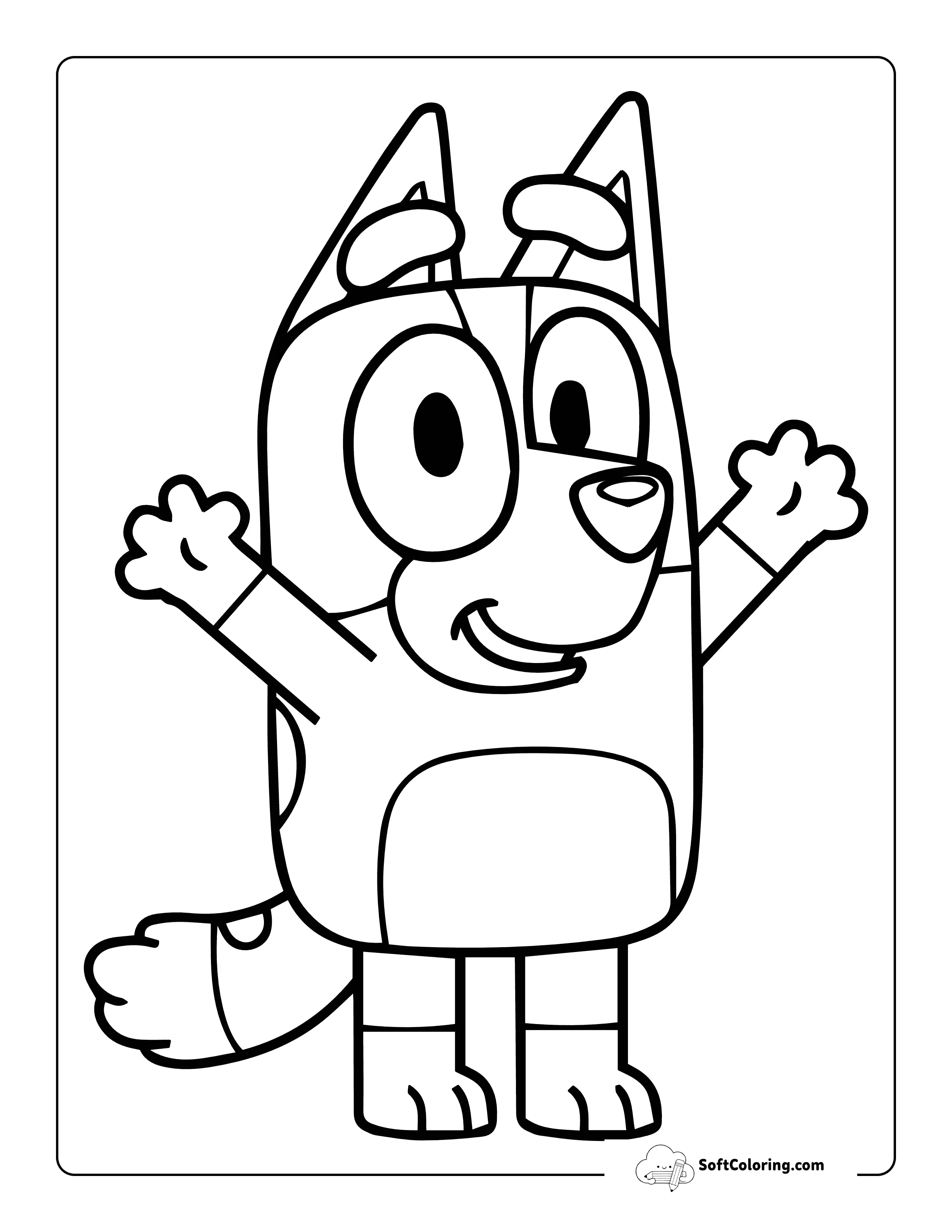 Easy Bingo Outline Bluey-Inspired Coloring Sheet