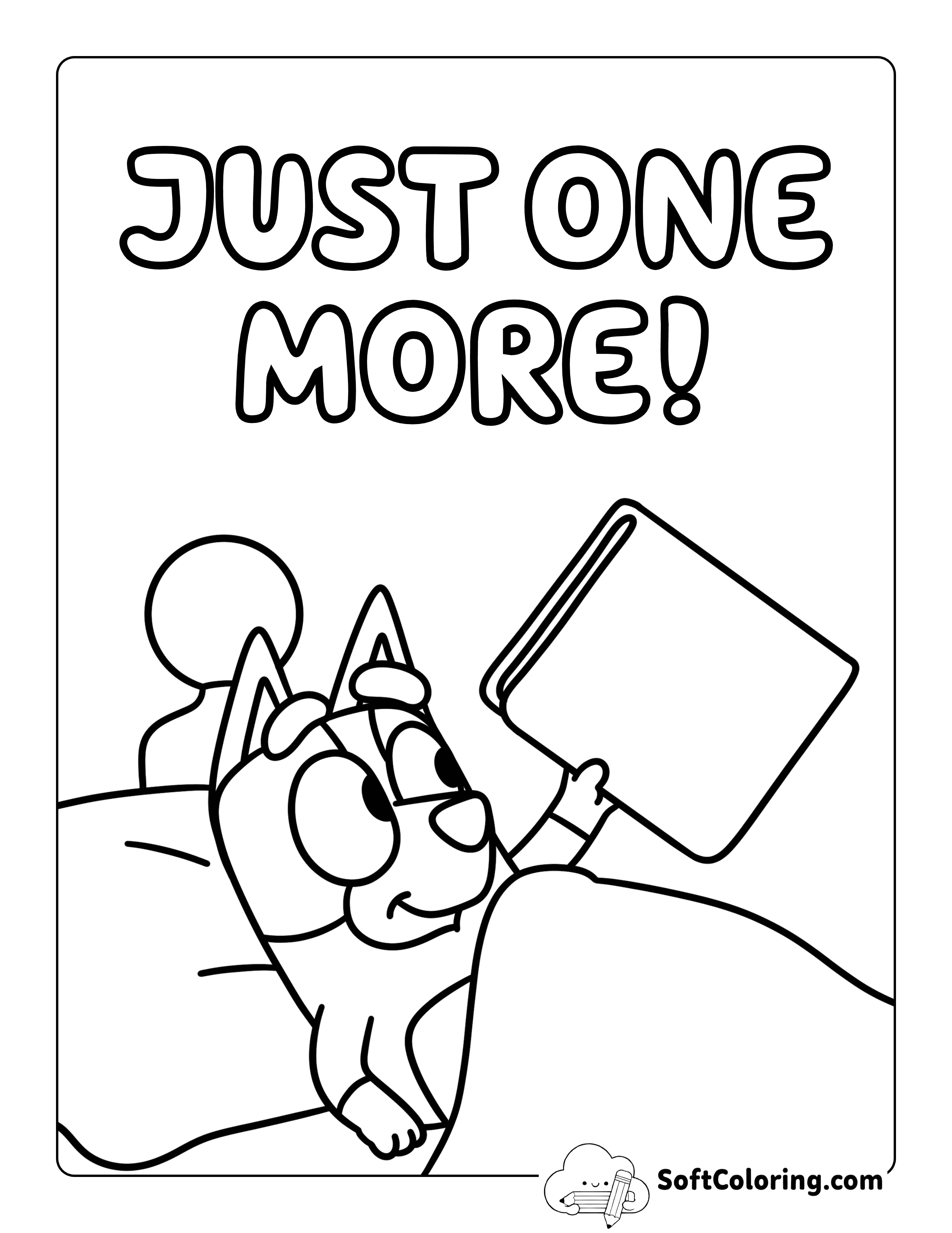 "Just One More!" Bluey-Inspired Bedtime Story Coloring Sheet