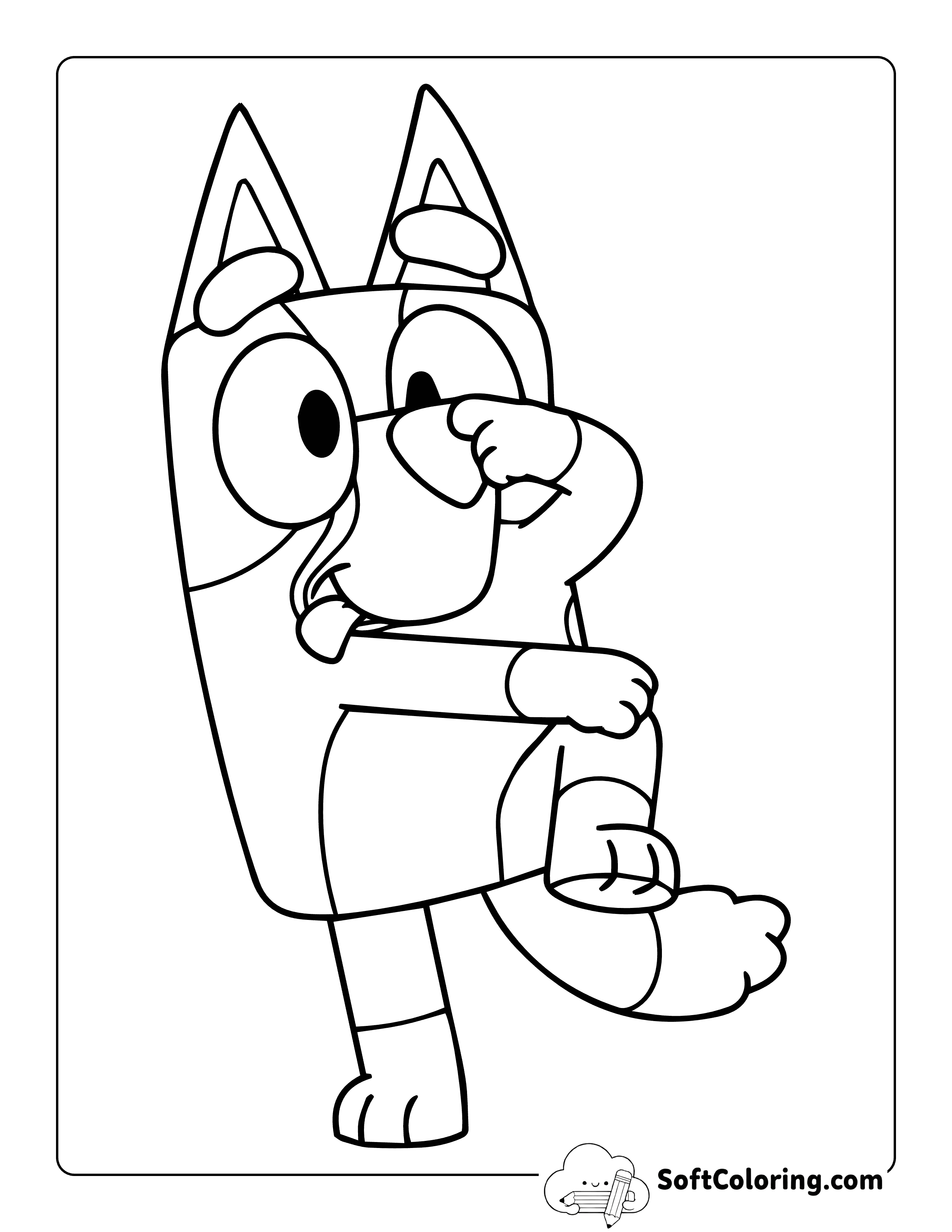 Silly Bluey-Inspired Outline for Kids to Color