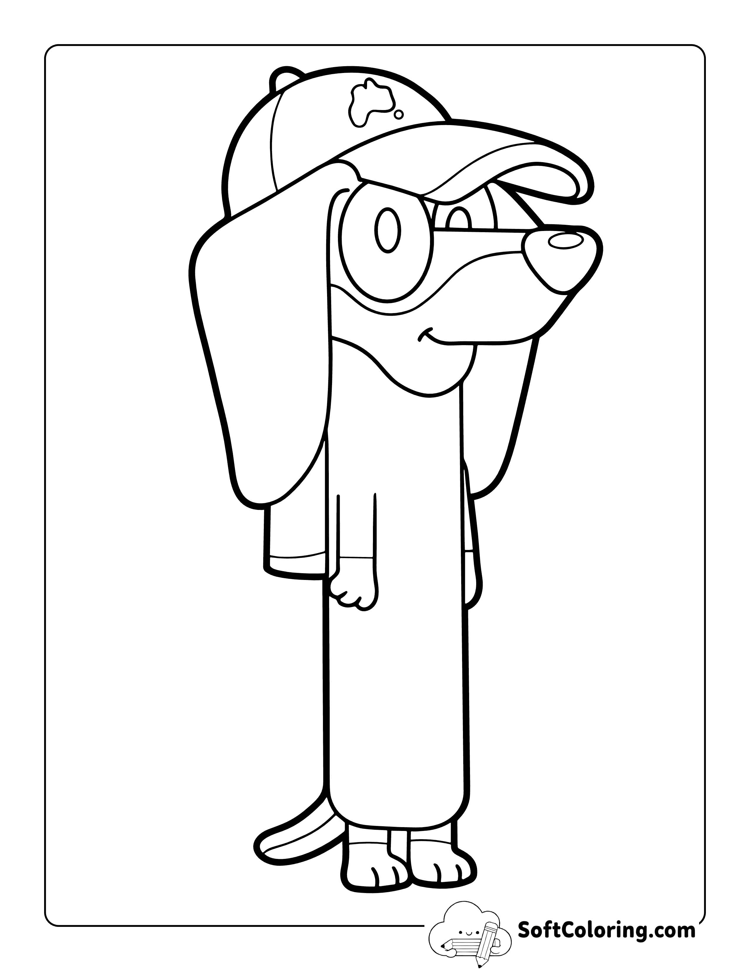 Easy Snickers Bluey-Inspired Coloring Page for Kids