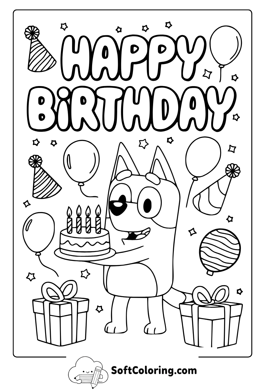 bluey happy birthday coloring pages