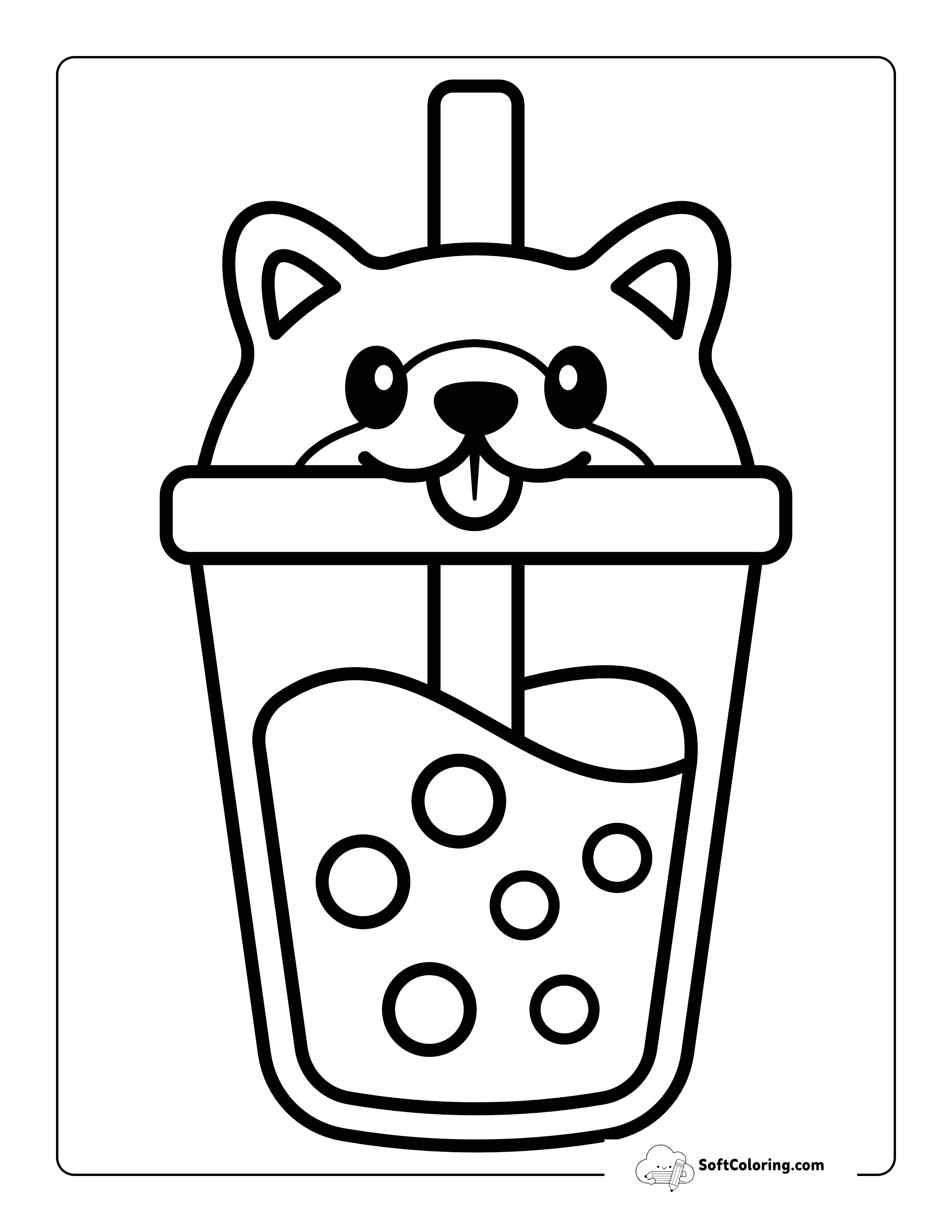 Cute Kawaii Bubble Tea Corgi Cup To Color