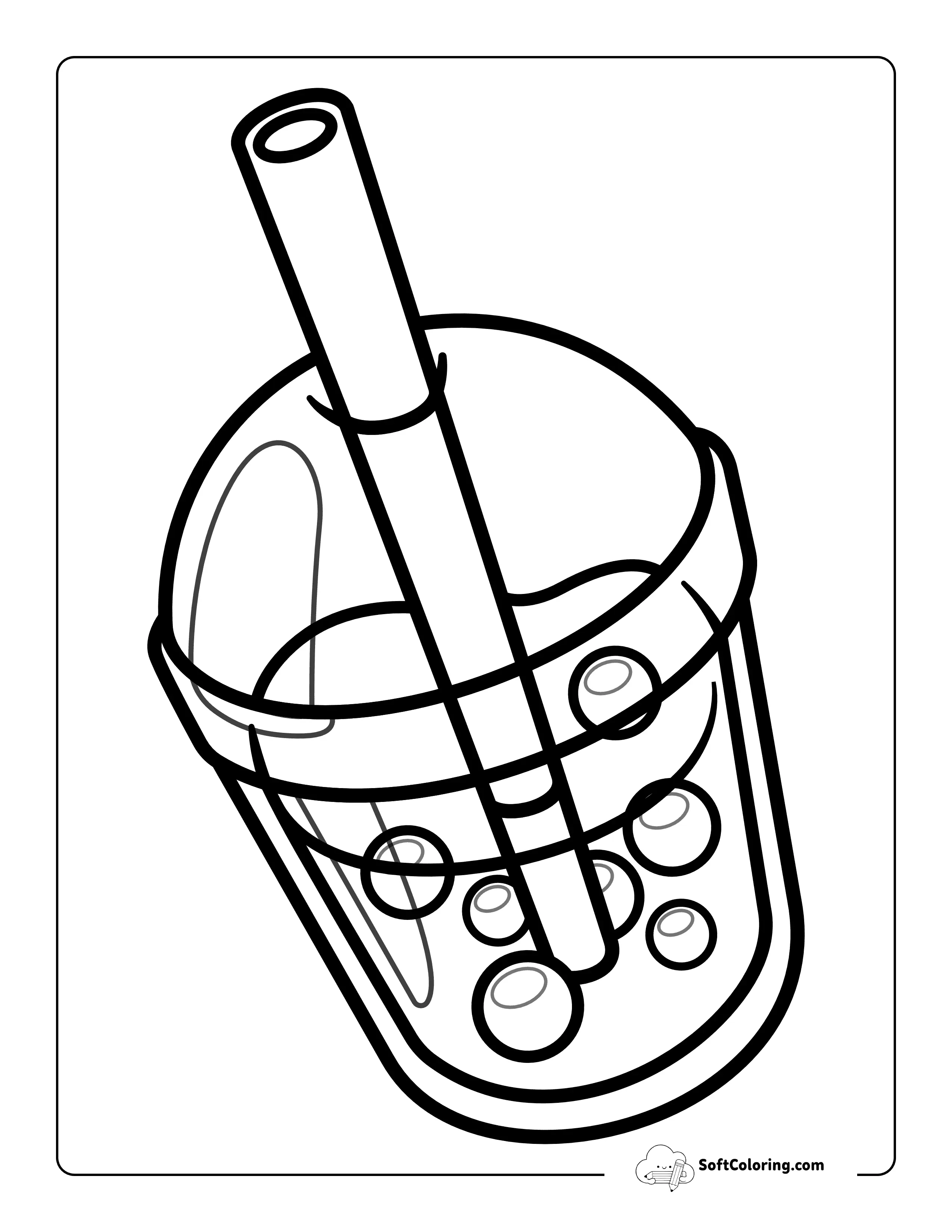 Easy Cute Boba Cup With Thick Outlines To Color