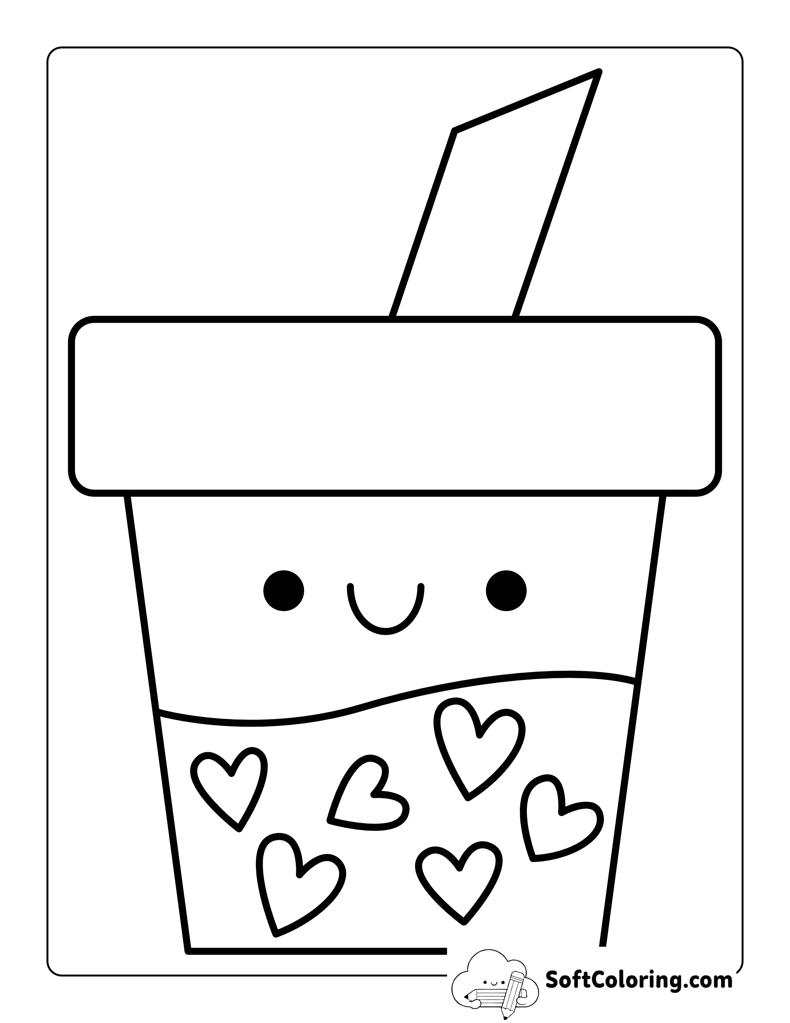 Simple Cute Bubble Tea Coloring Page for Preschoolers
