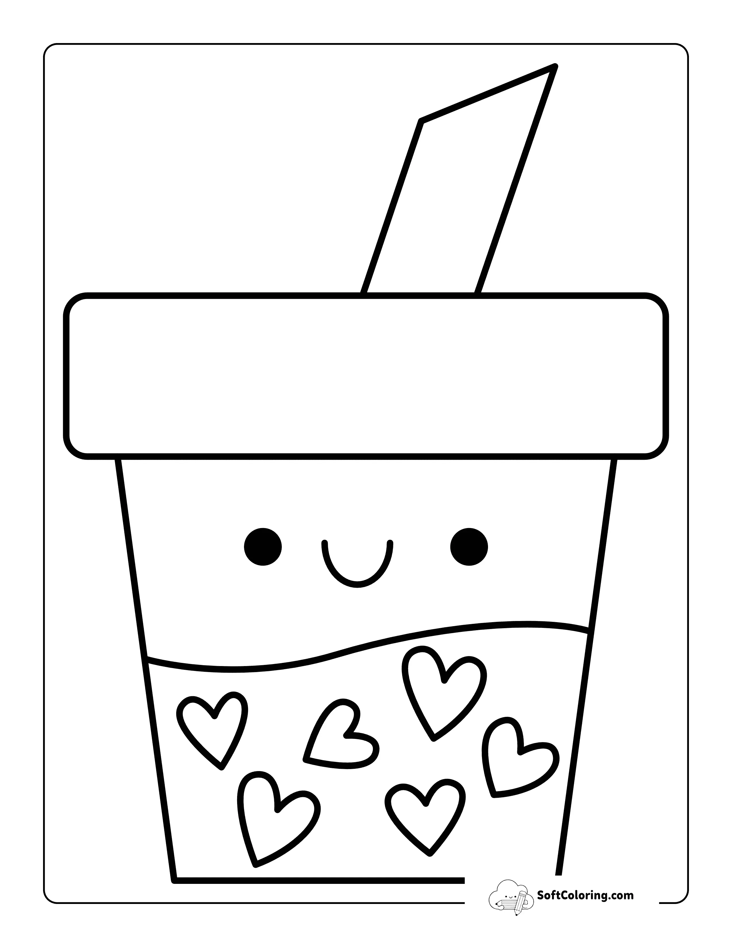 Simple Cute Bubble Tea Coloring Page For Preschoolers
