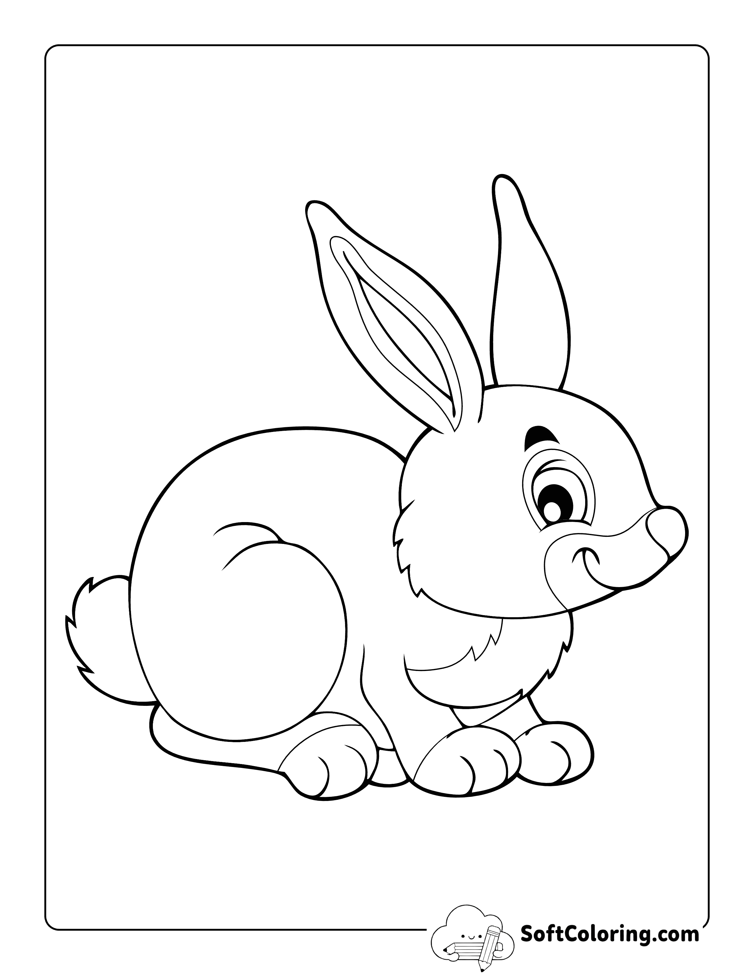 Cute Playful Bunny Rabbit Coloring Page