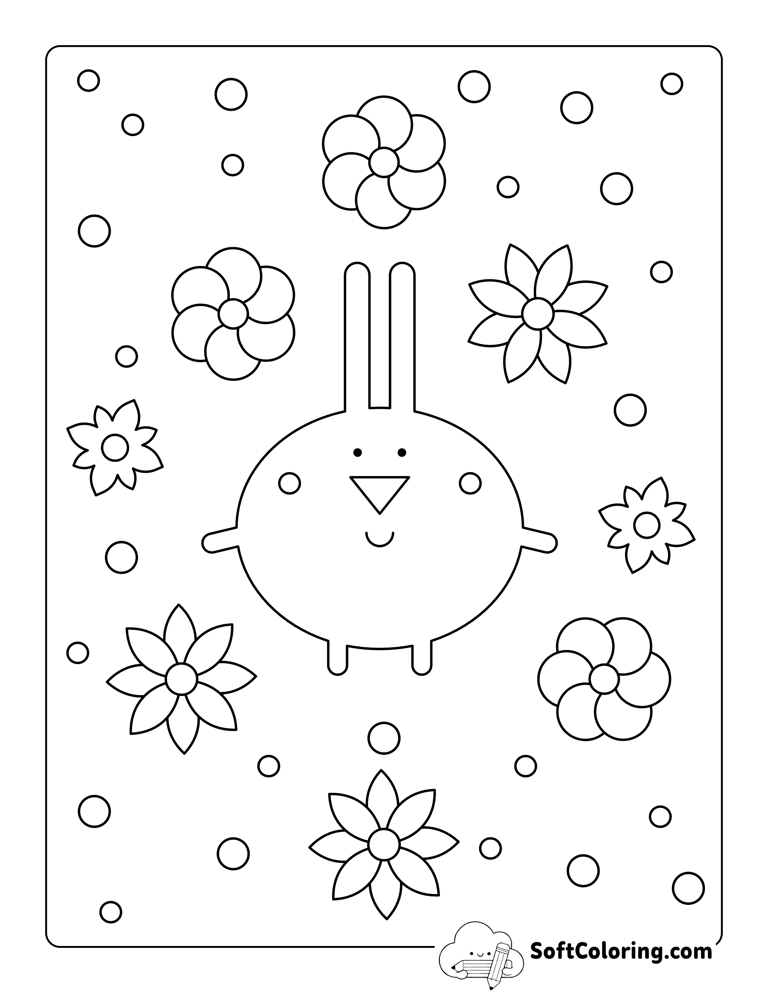 Simple Patterns Stylistic Bunny Rabbit for Coloring