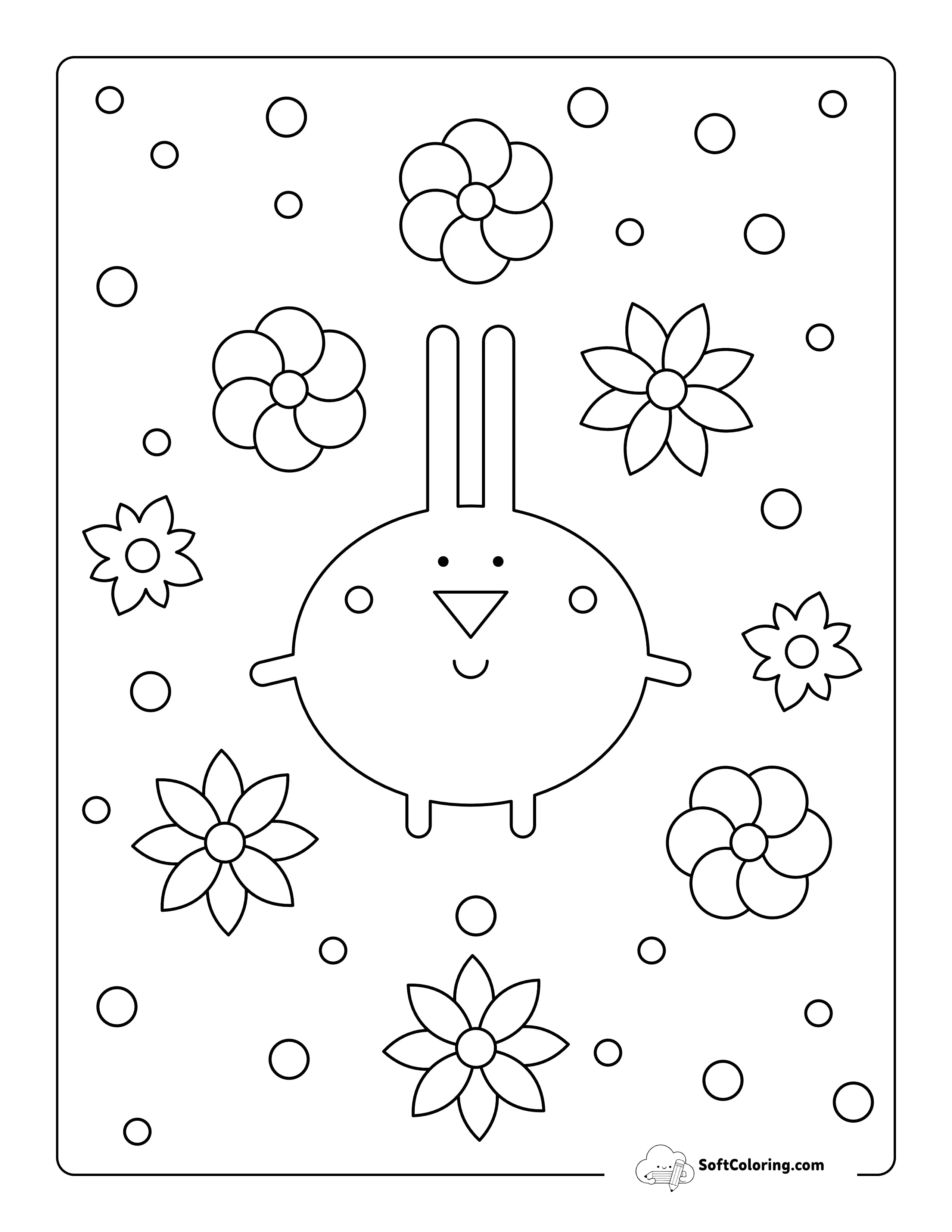Simple Patterns Stylistic Bunny Rabbit For Coloring