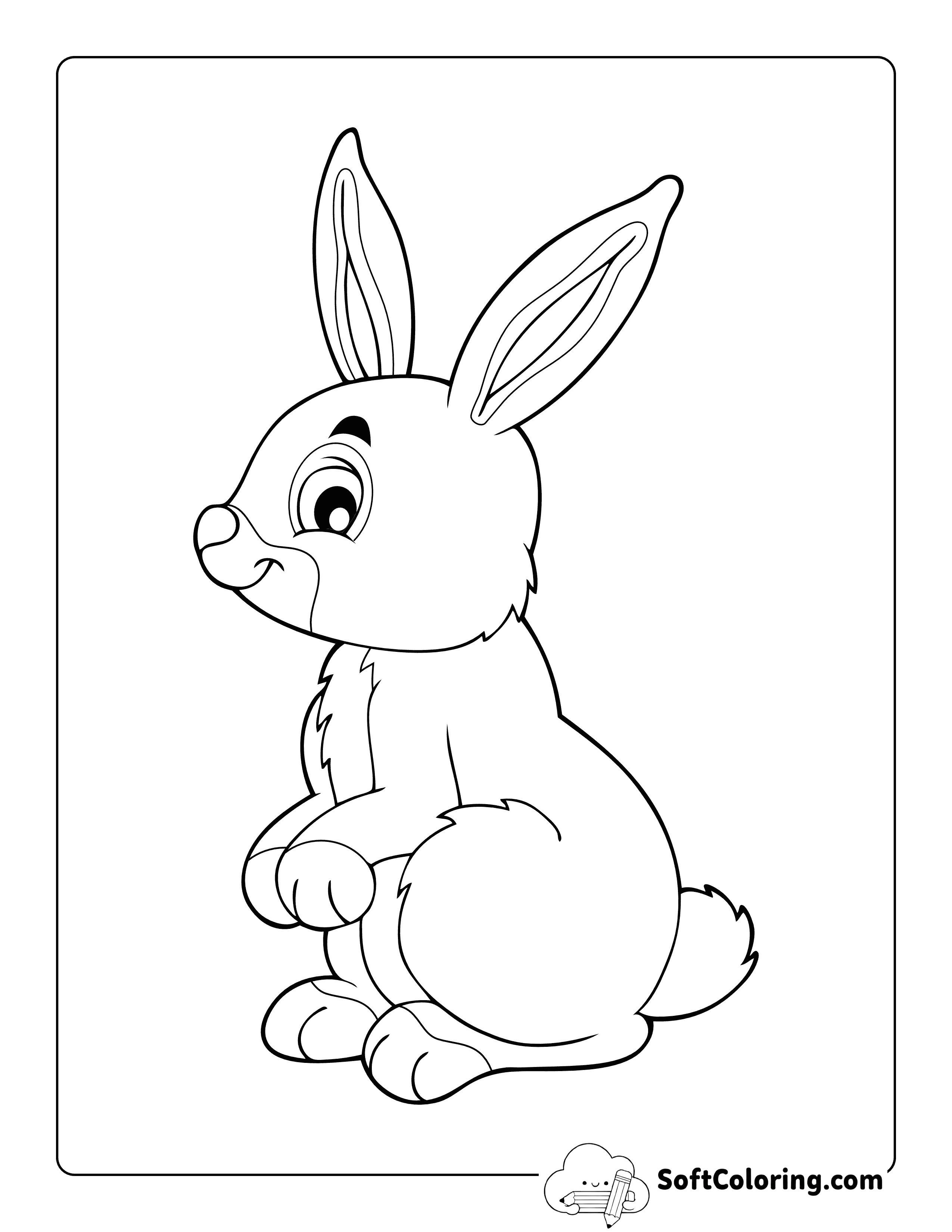 Cute Easy Bunny Rabbit Coloring Page