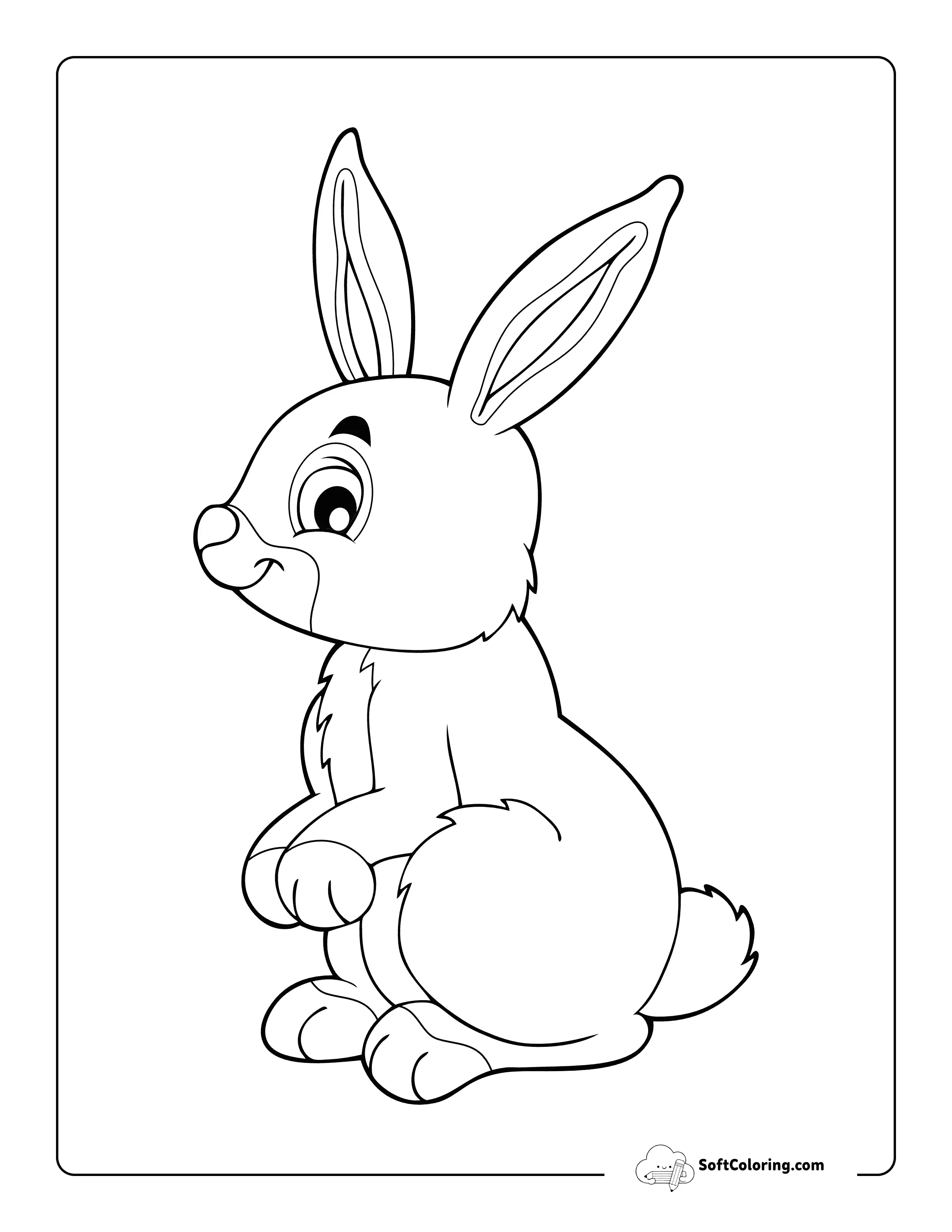 Cute Easy Bunny Rabbit Coloring Page