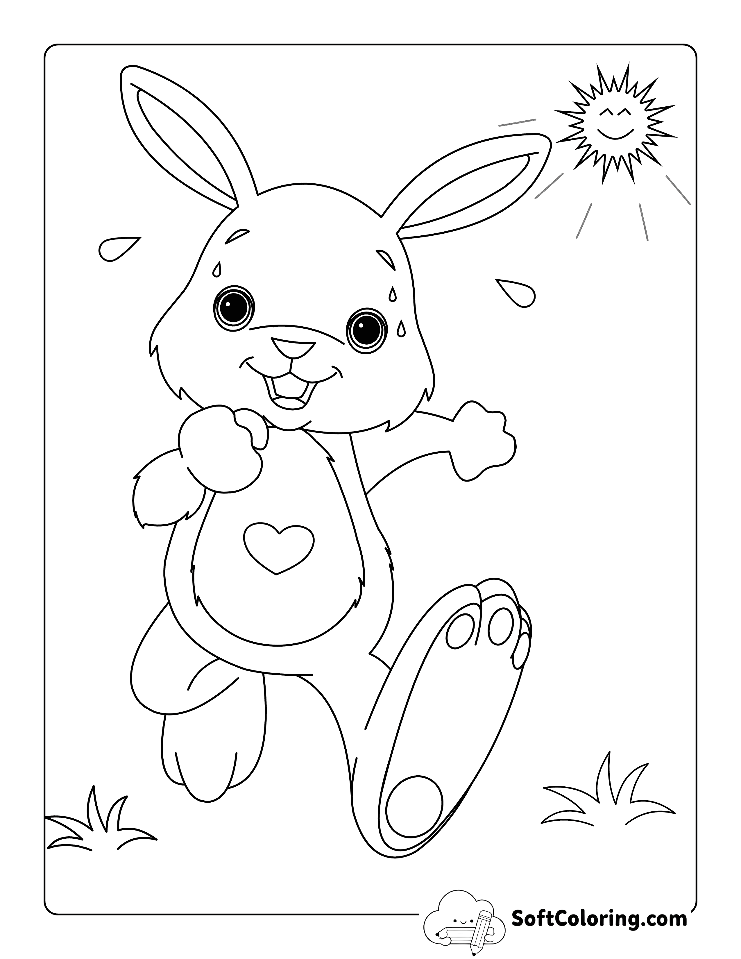 Hopping Bunny Coloring Page