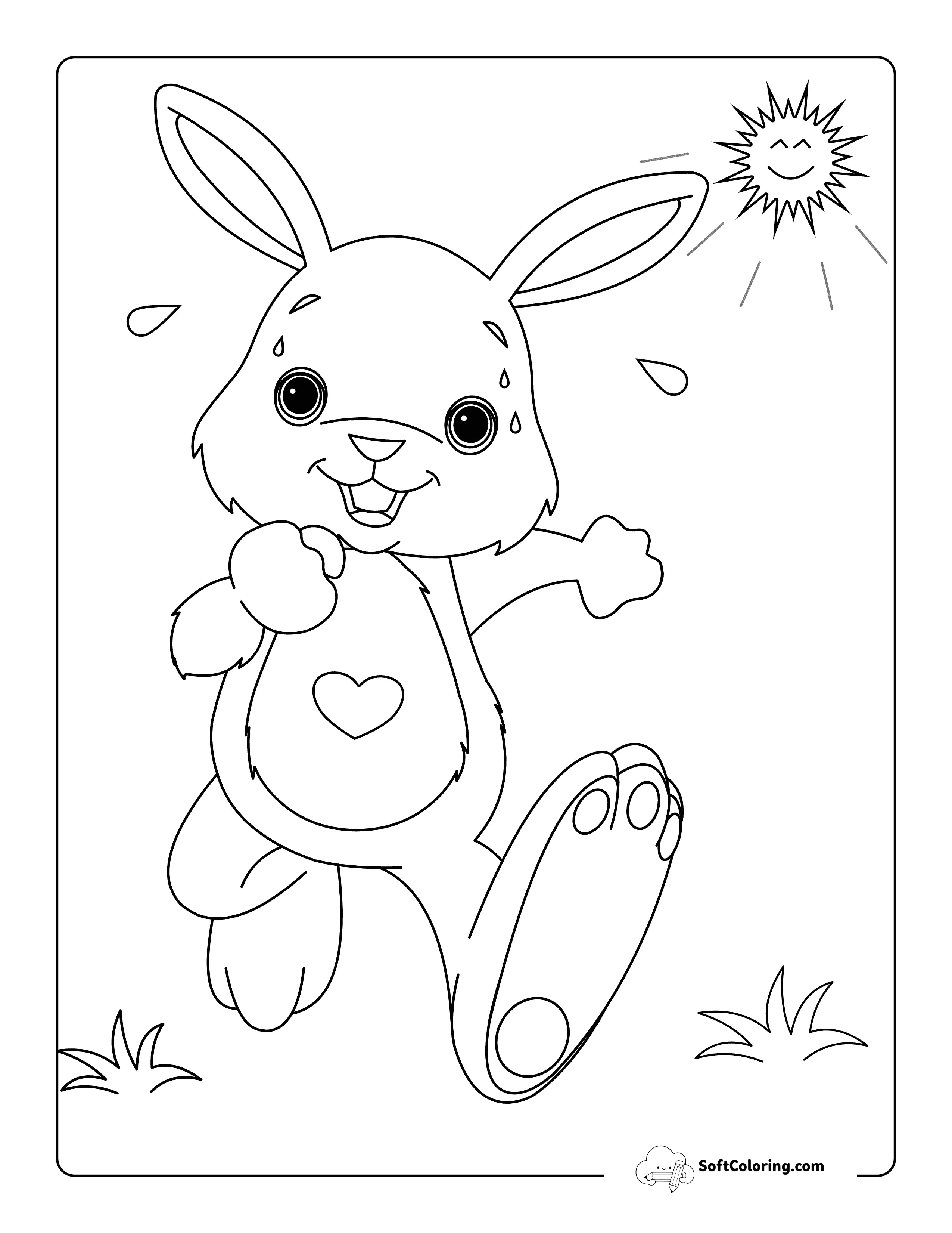 Hopping Bunny Coloring Page