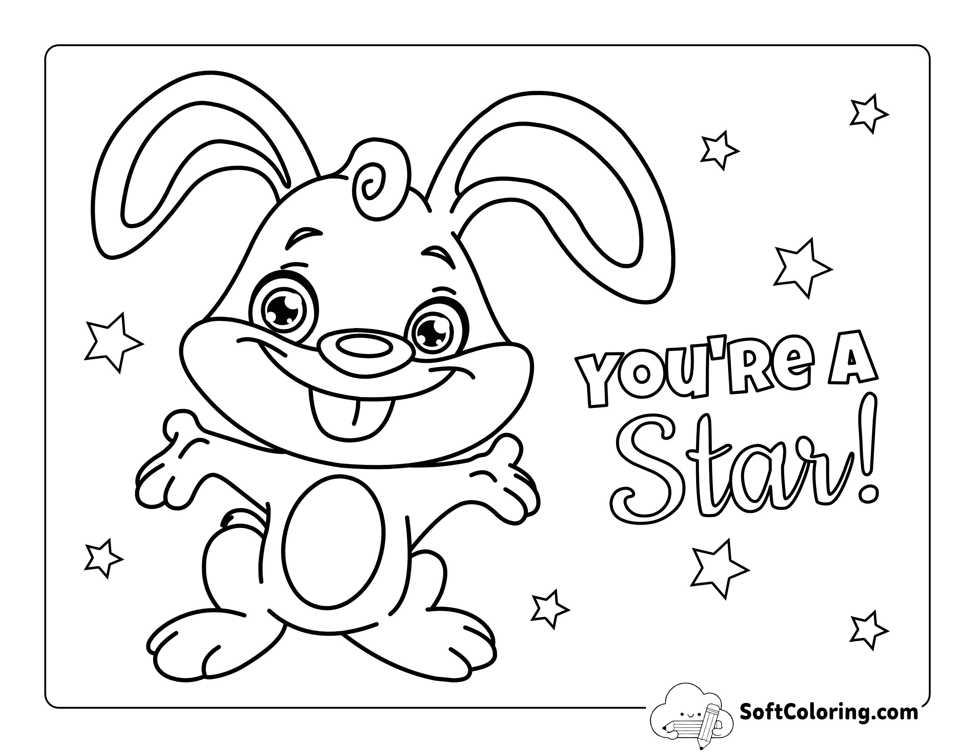 "You're a Star!" Bunny Coloring Page