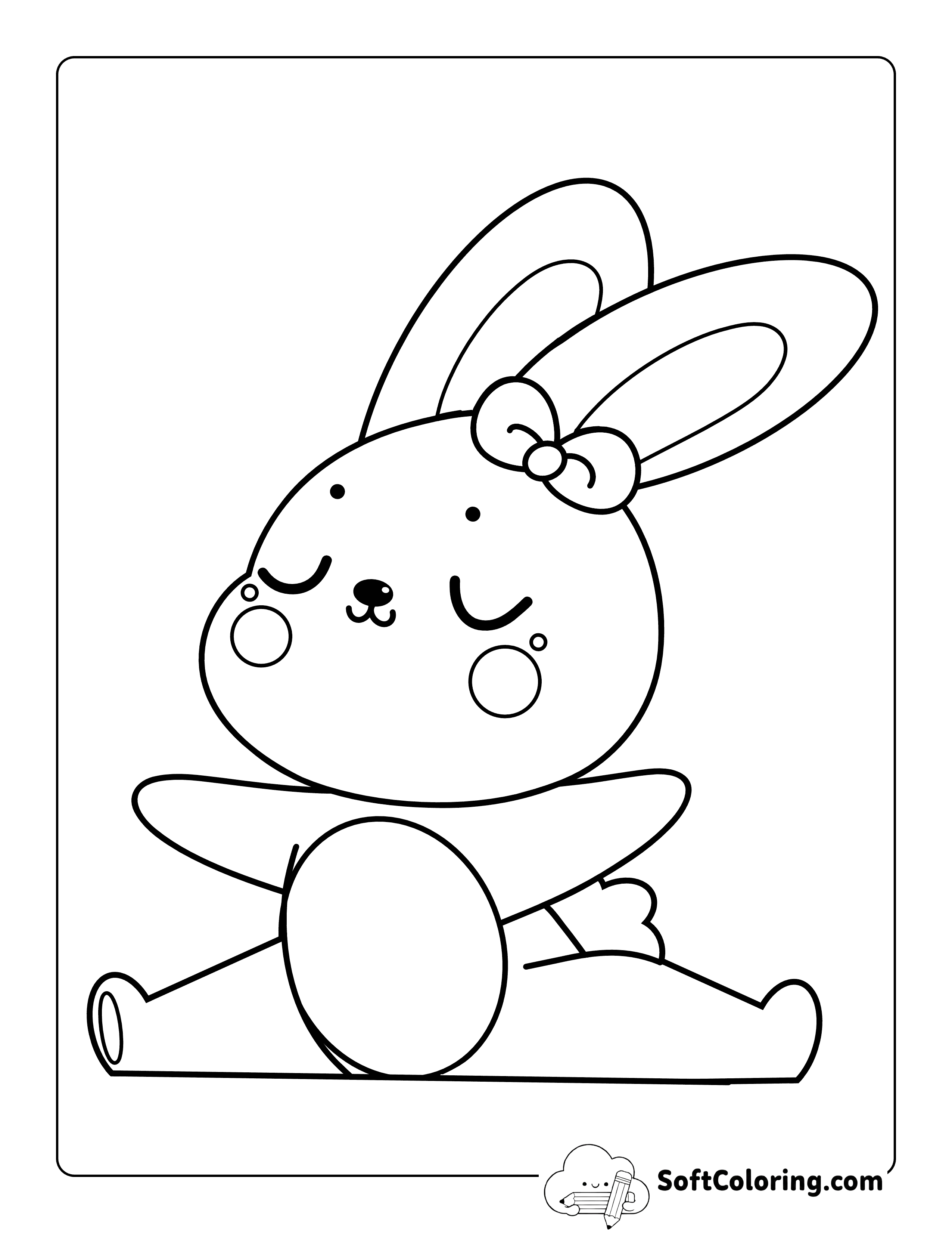Cute Bunny Doing Splits Coloring Page for Kids