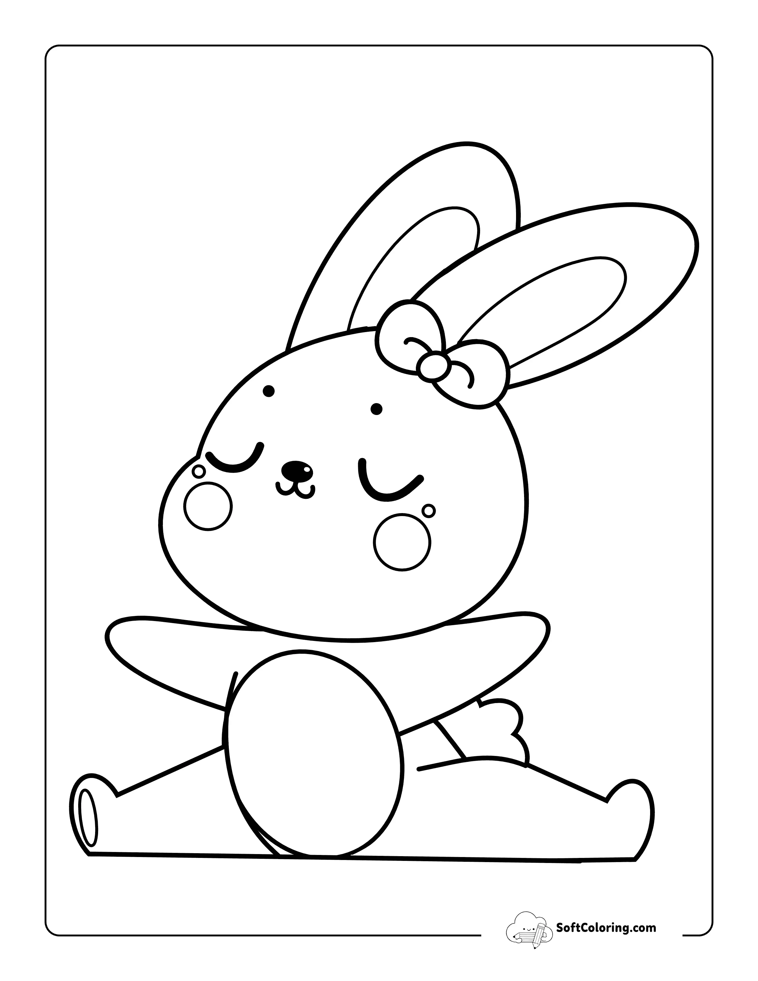 Cute Bunny Doing Splits Coloring Page For Kids