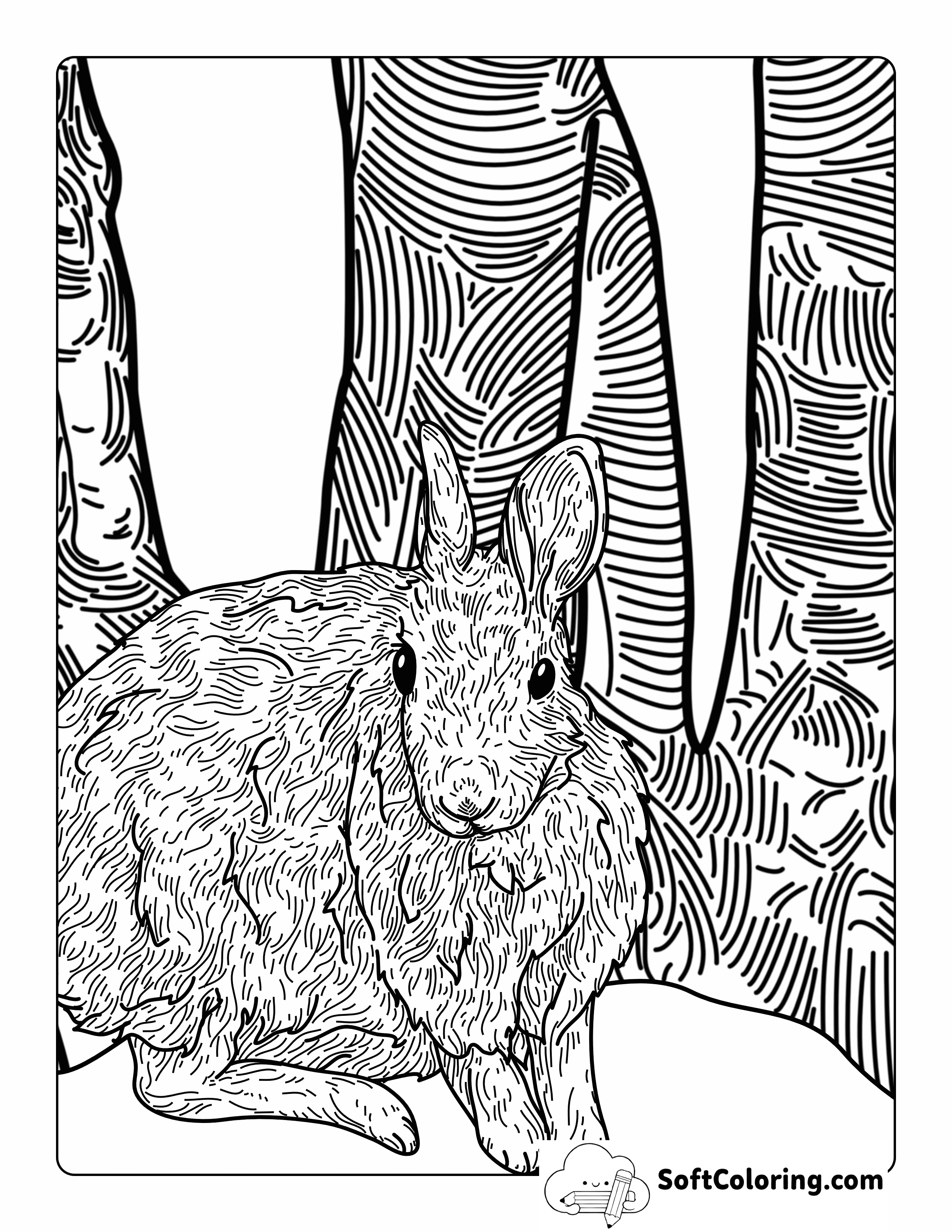 Realistic Bunny Coloring Pages for Adults