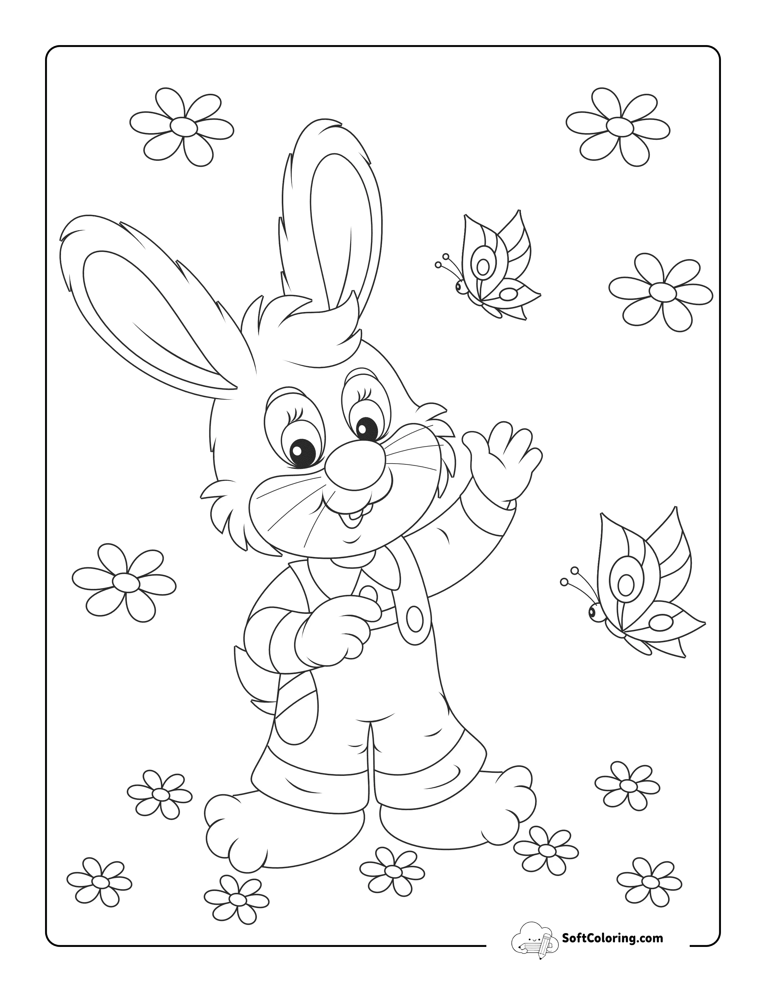 Springtime Bunny Rabbit With Butterflies