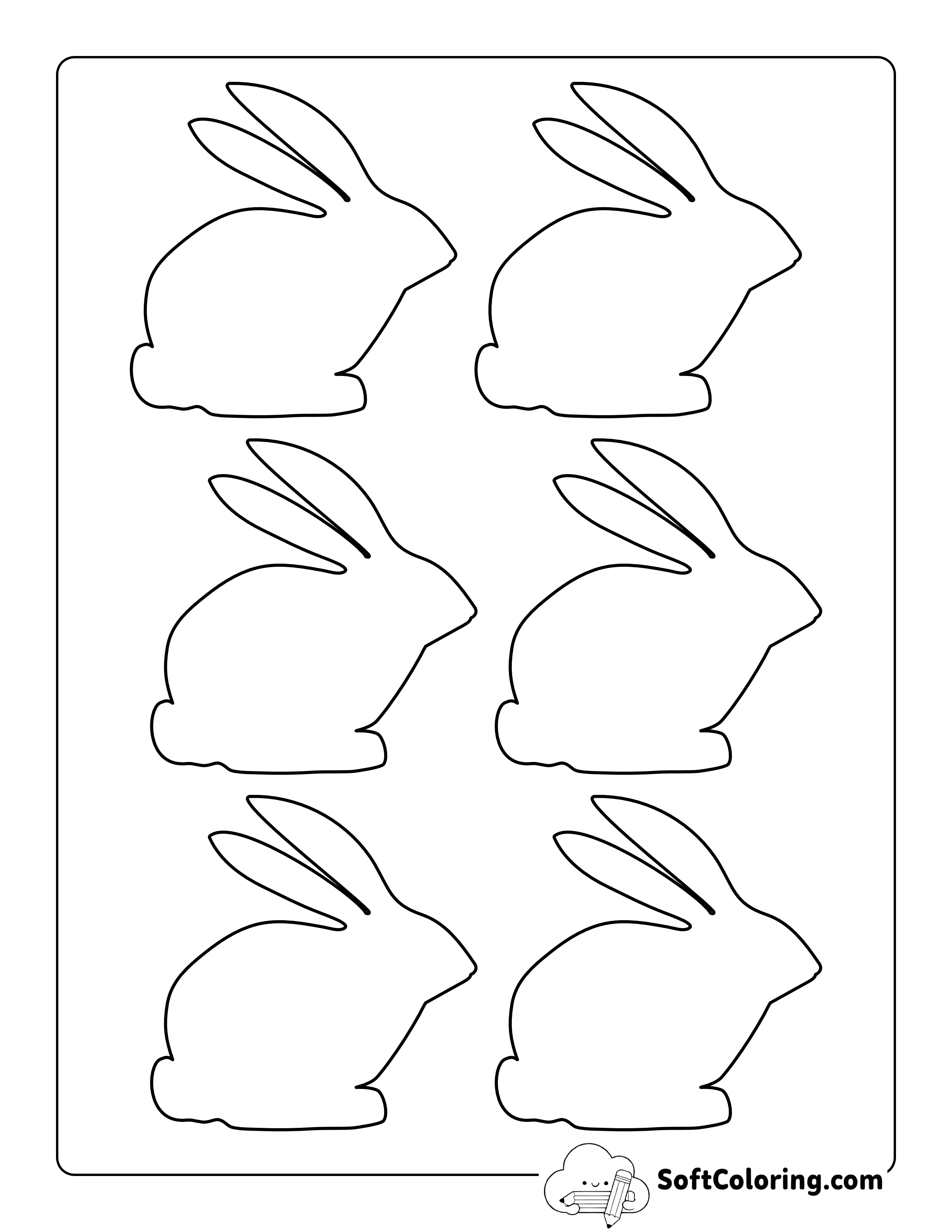 Cute Pointed Nose Bunny Template - Small