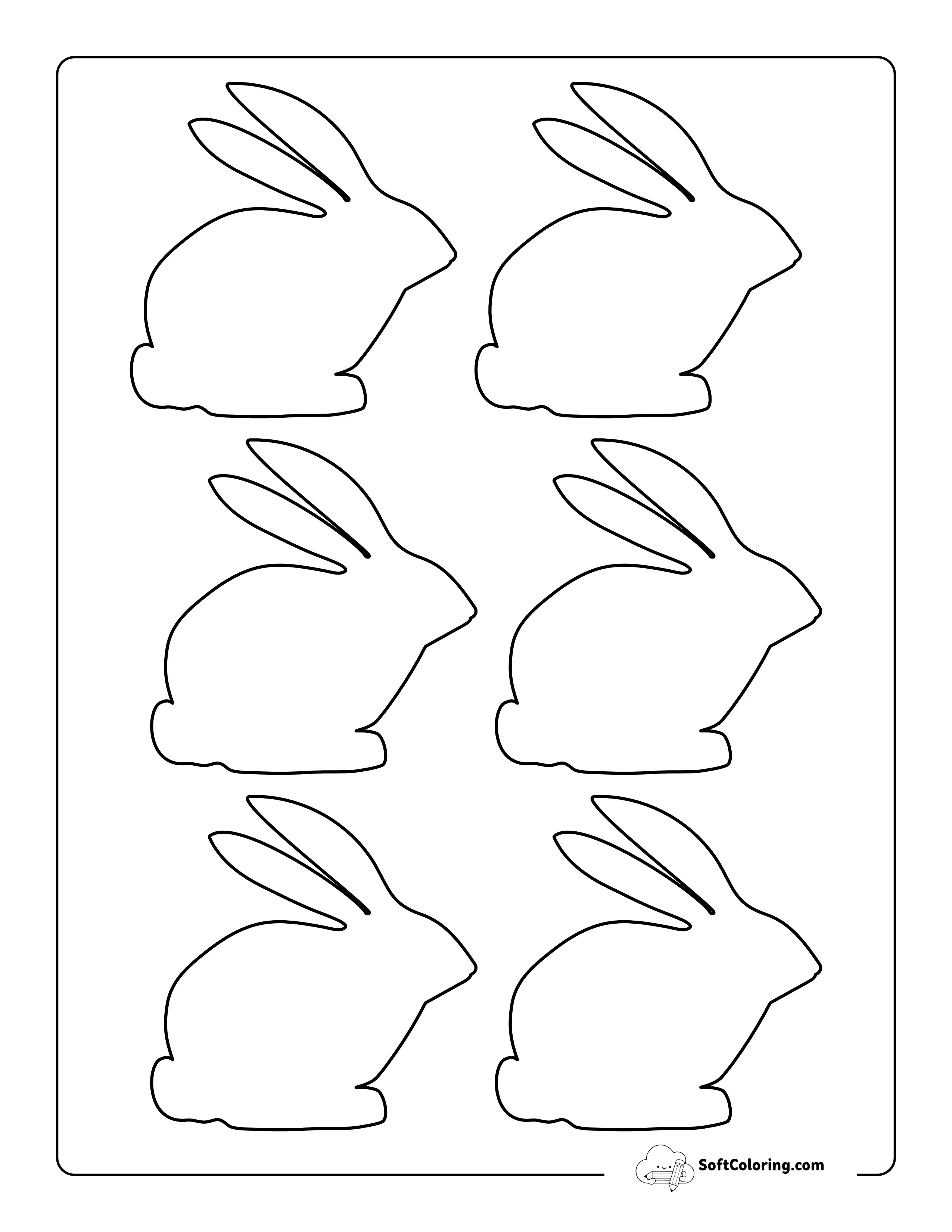 Cute Pointed Nose Bunny Template - Small
