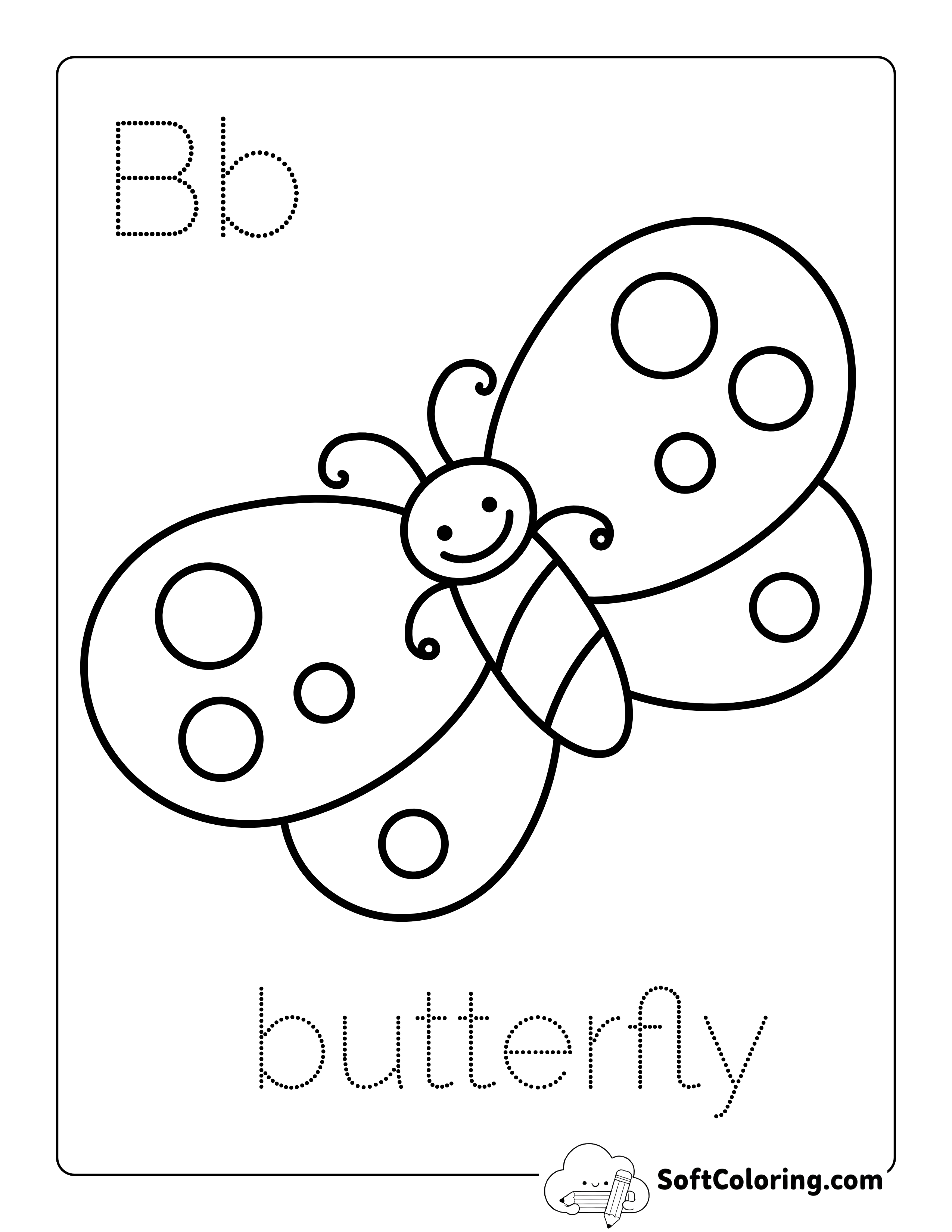 "B is for Butterfly" Coloring Sheet for Kids