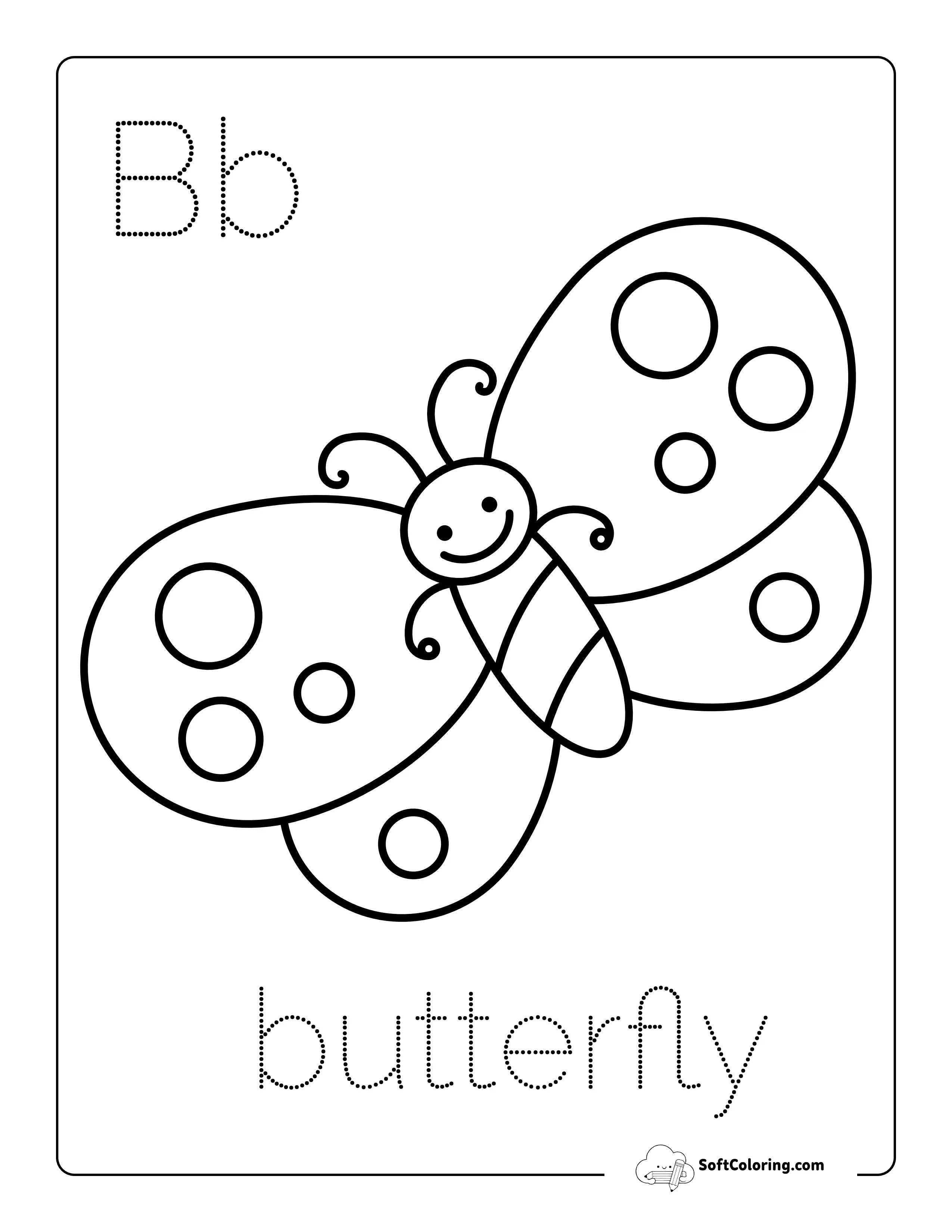 "B Is For Butterfly" Coloring Page For Kids