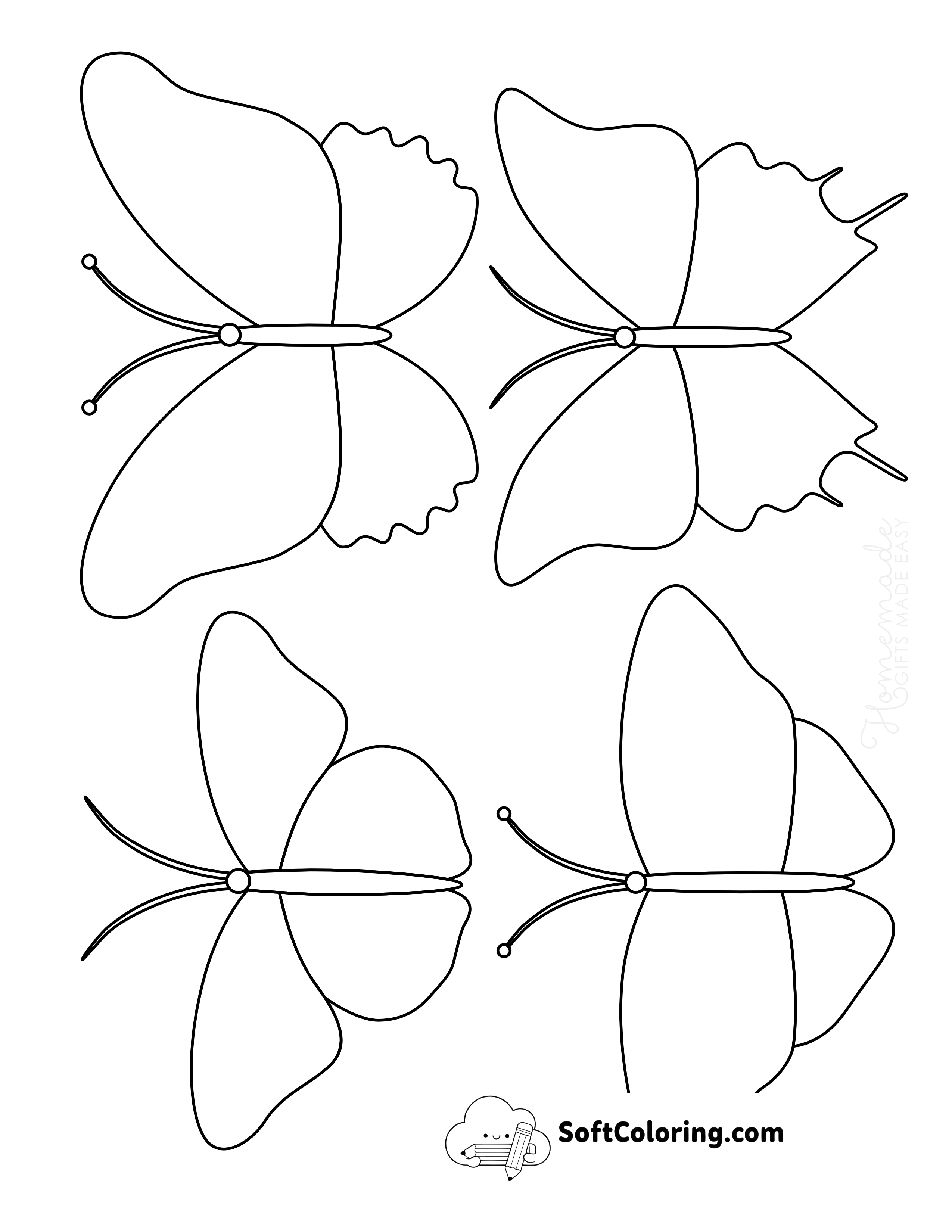 Assorted Blank Butterfly Templates - Set 3, Small