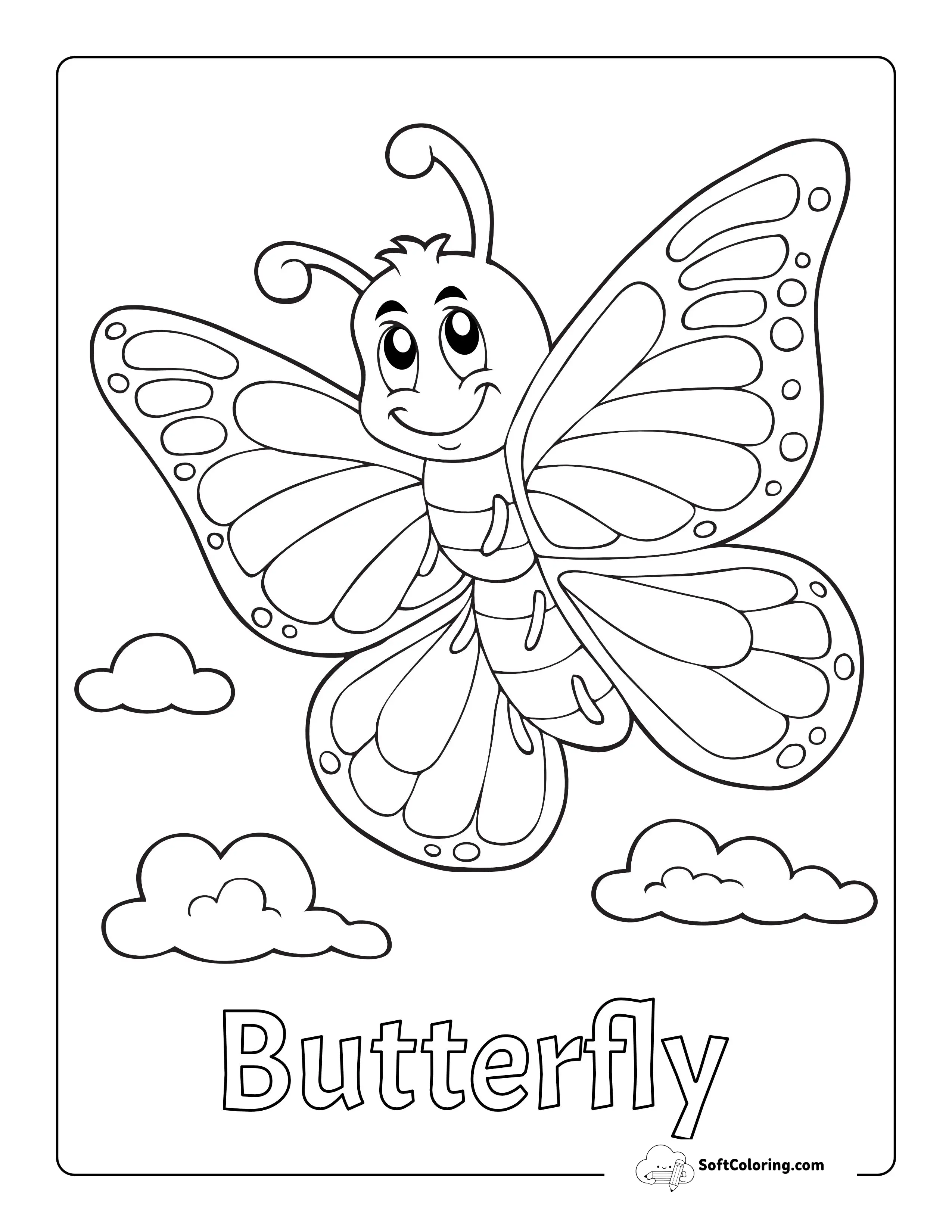 Cute Butterfly Coloring Sheet For Kids