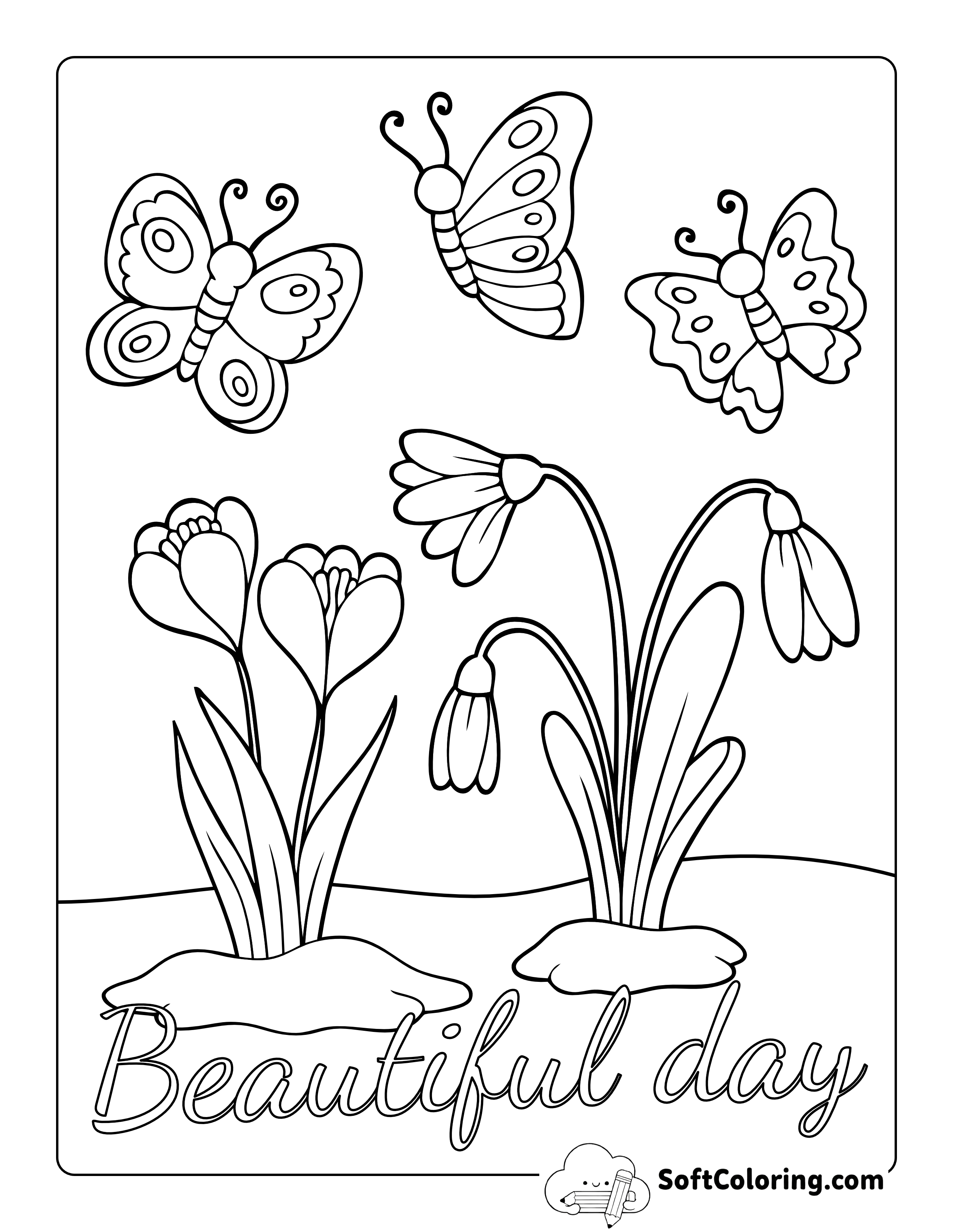 "Beautiful Day" Butterfly Coloring Page for Seniors