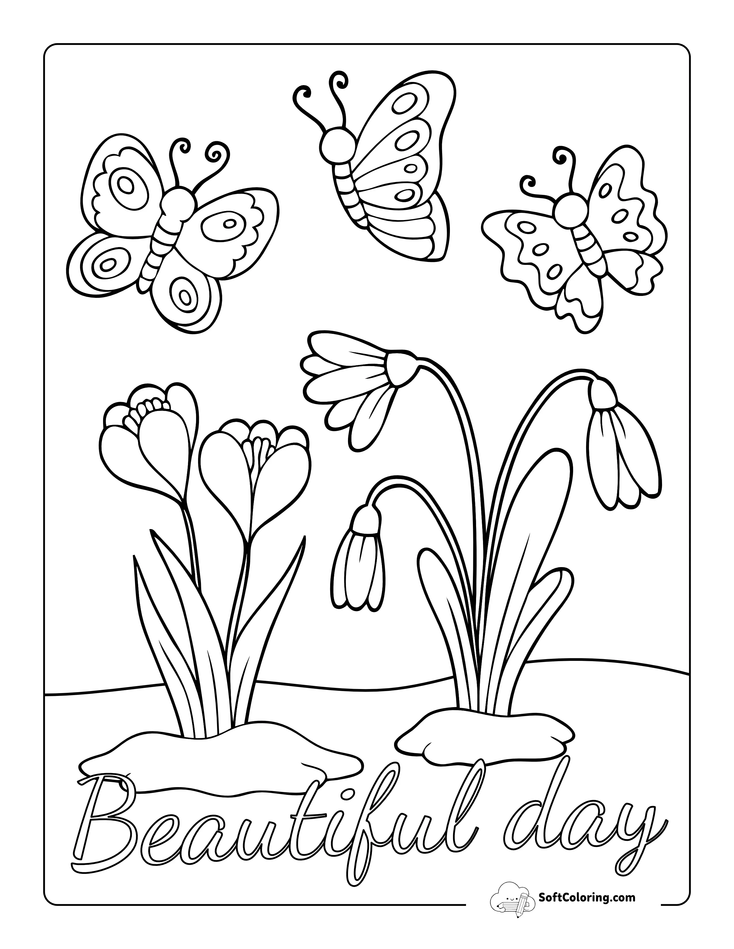 Spring Flowers Coloring Page
