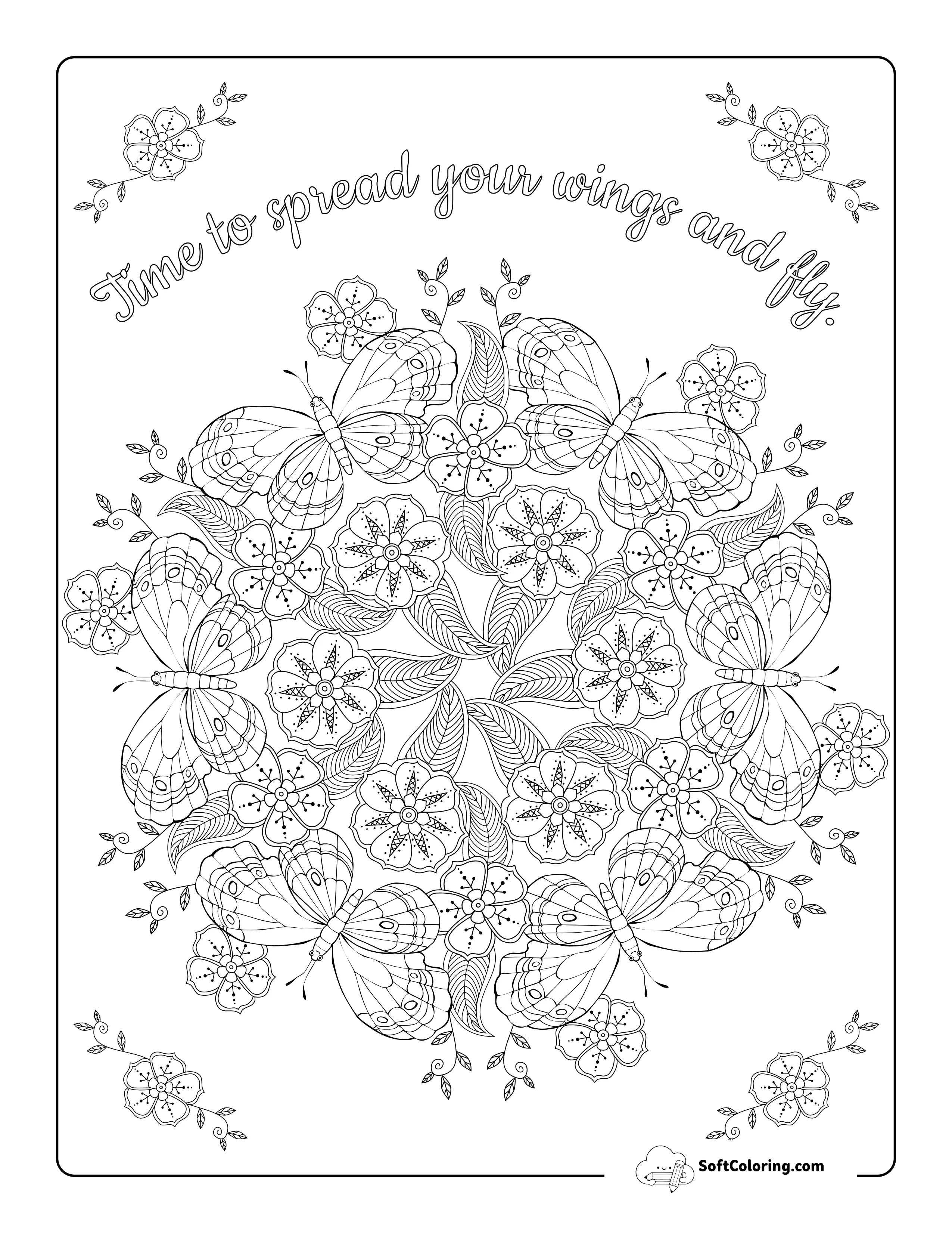 Beautiful Butterfly Mandala For Adults To Color
